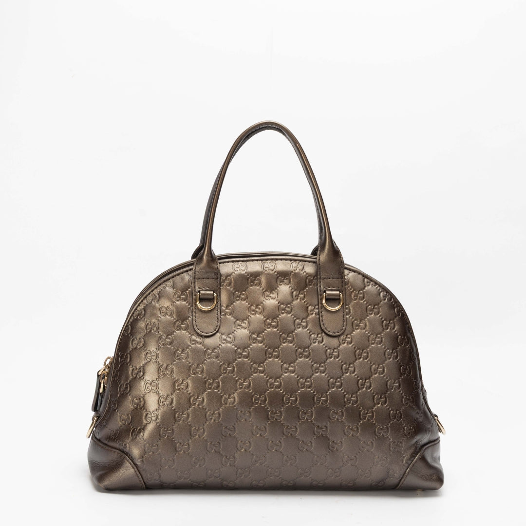 Gucci Bronze Guccissima Heart Charm Dome Satchel