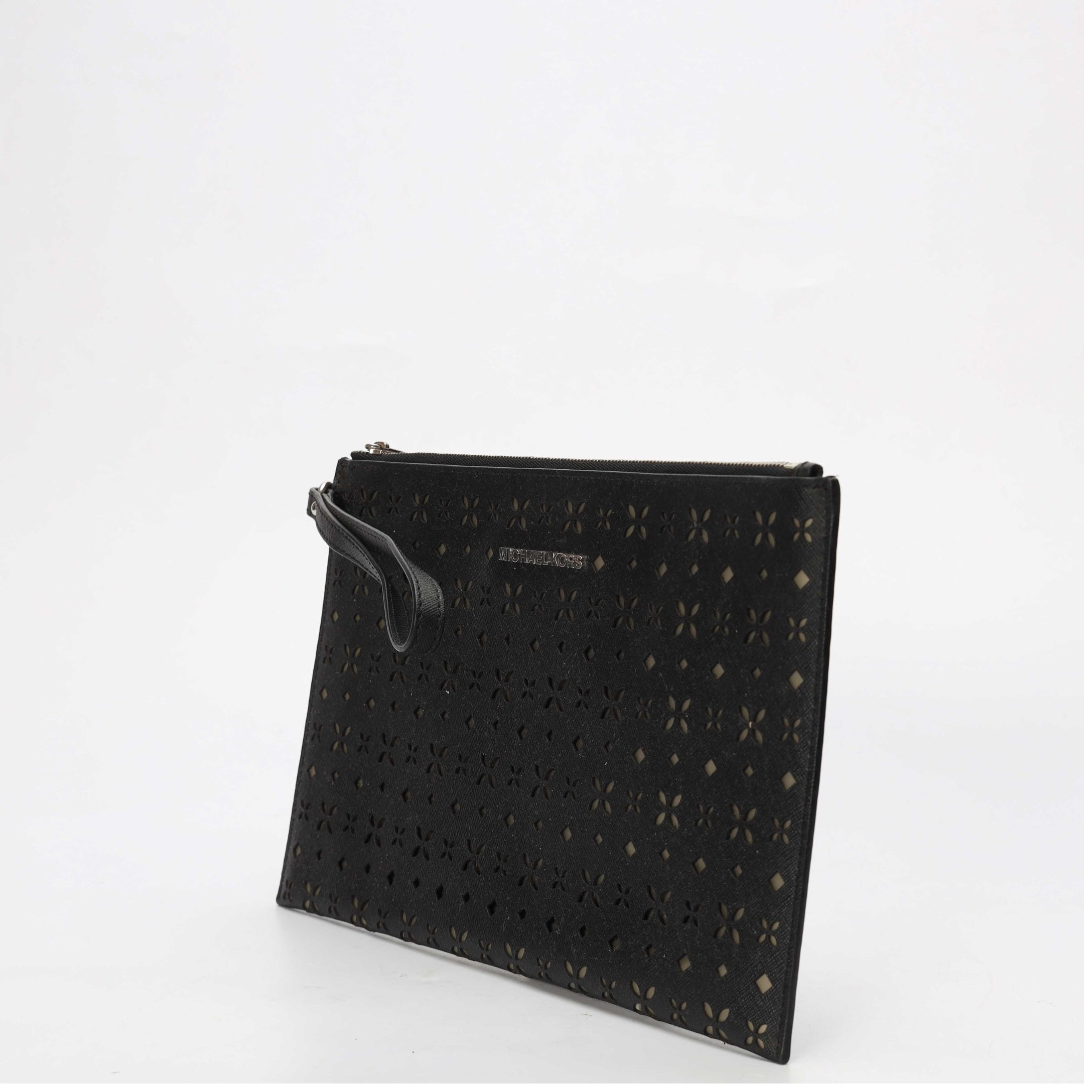 Michael Kors Black Floral Zip Wristlet