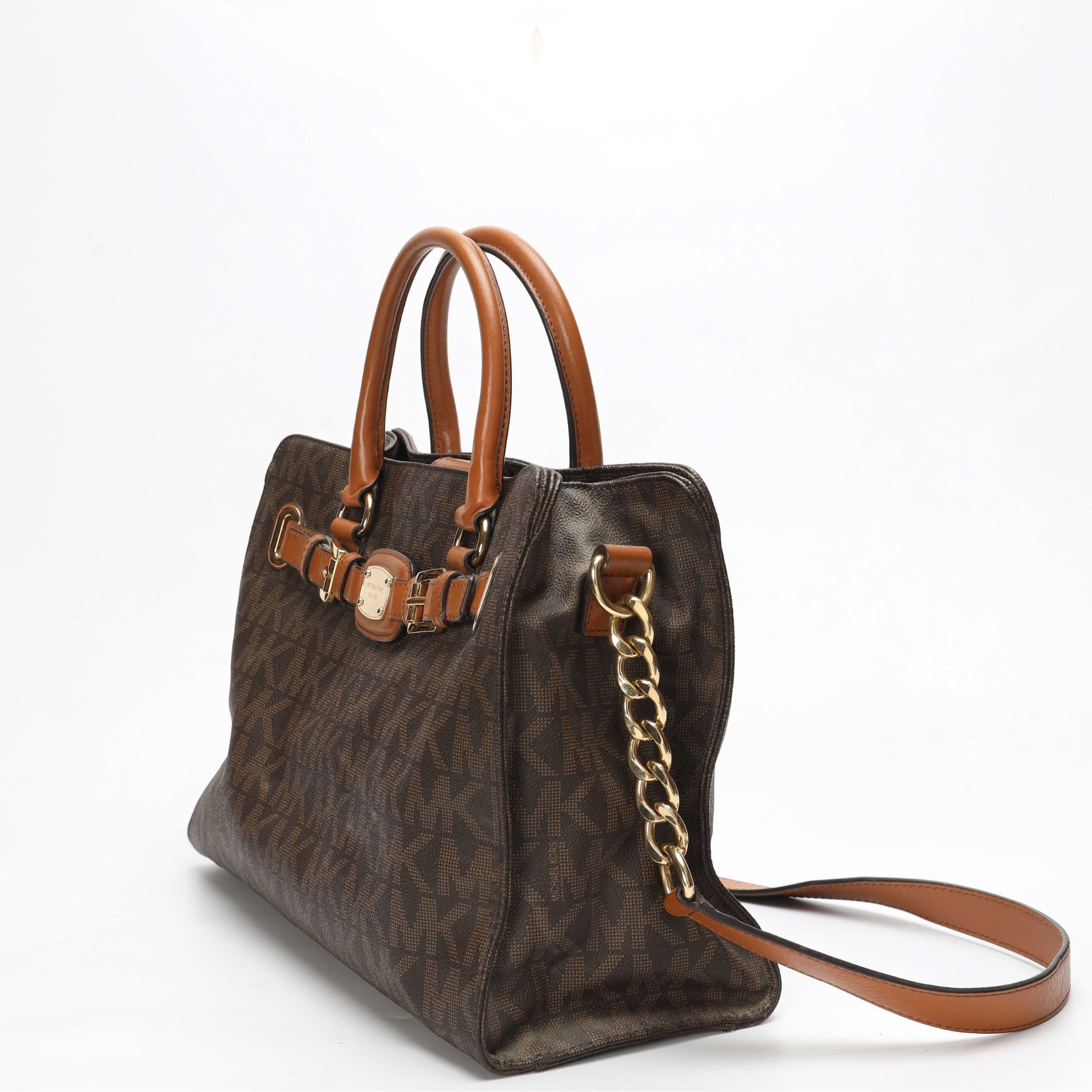 Michael Kors Brown Logo Large East West Hamilton Tote