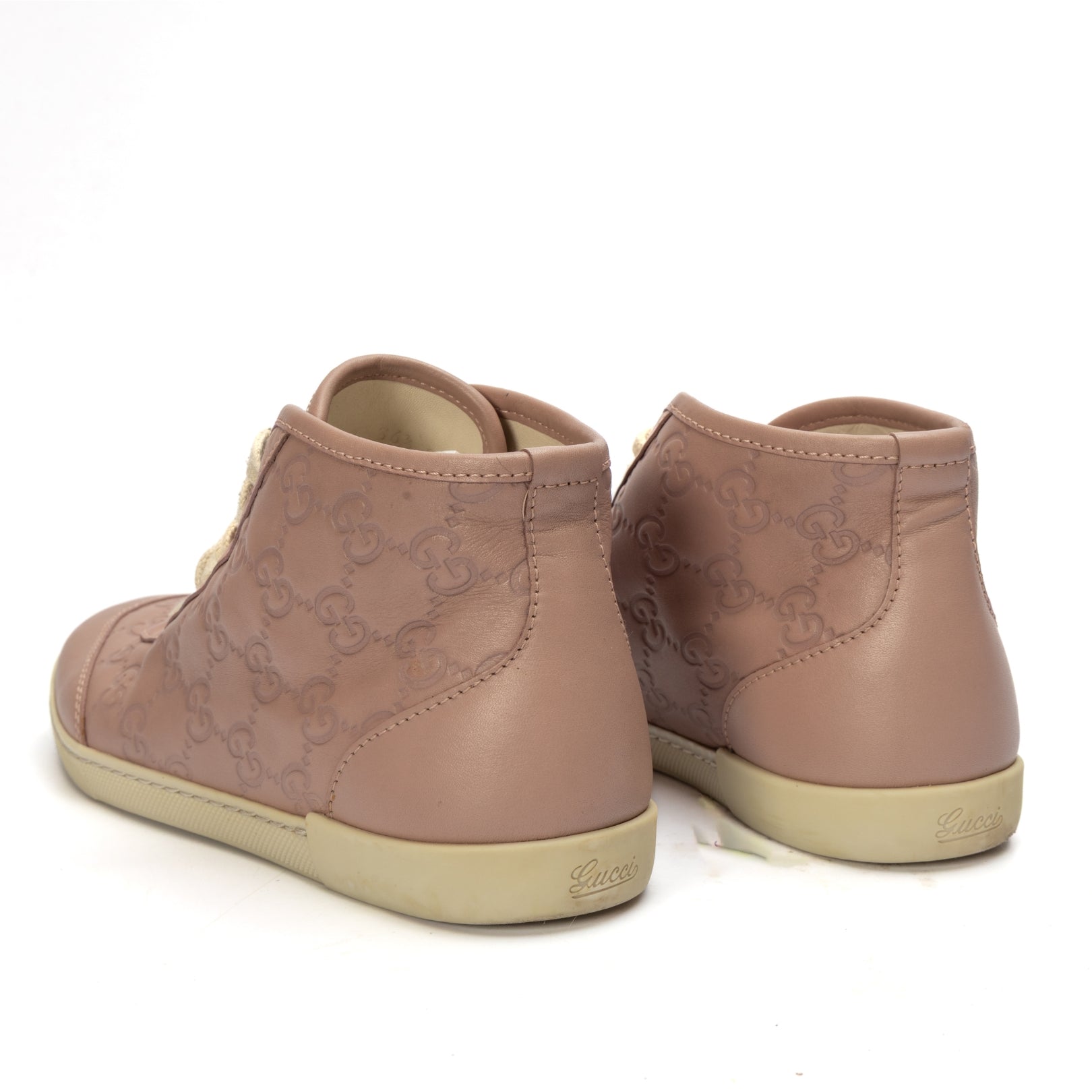 Gucci Pink Guccissima Lace High Top Sneakers