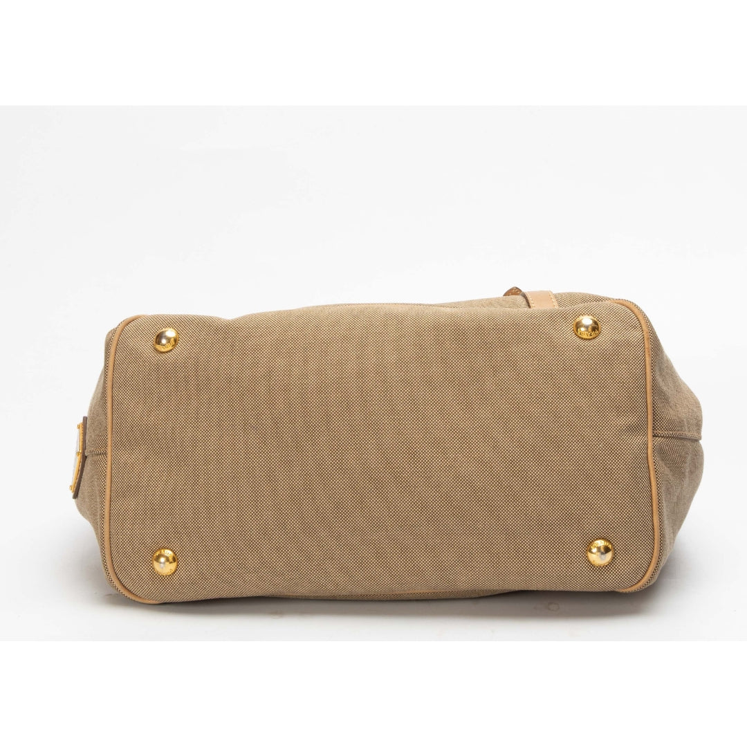 Prada Beige Jacquard Logo Tote