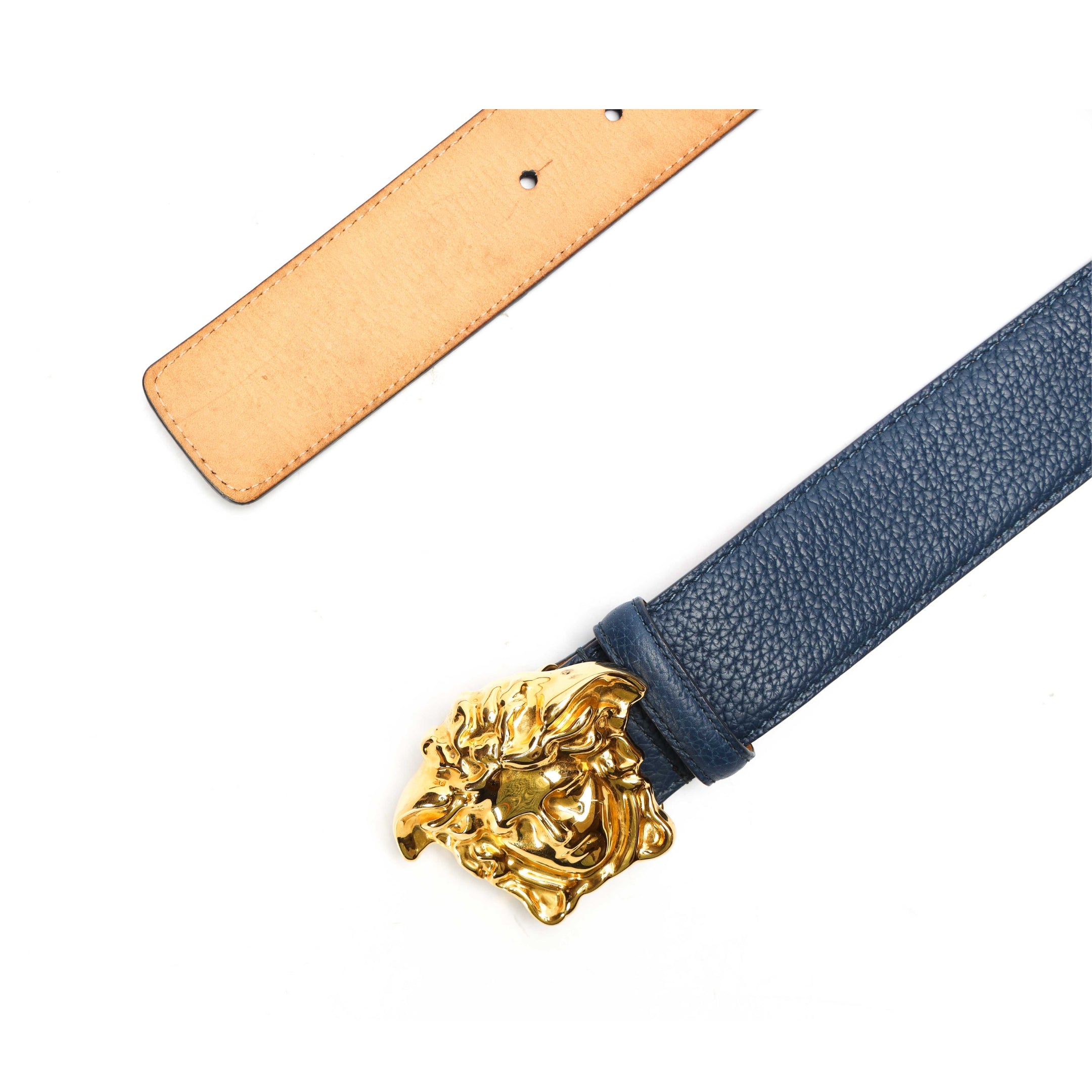 Versace La Medusa Buckle Navy Blue Belt