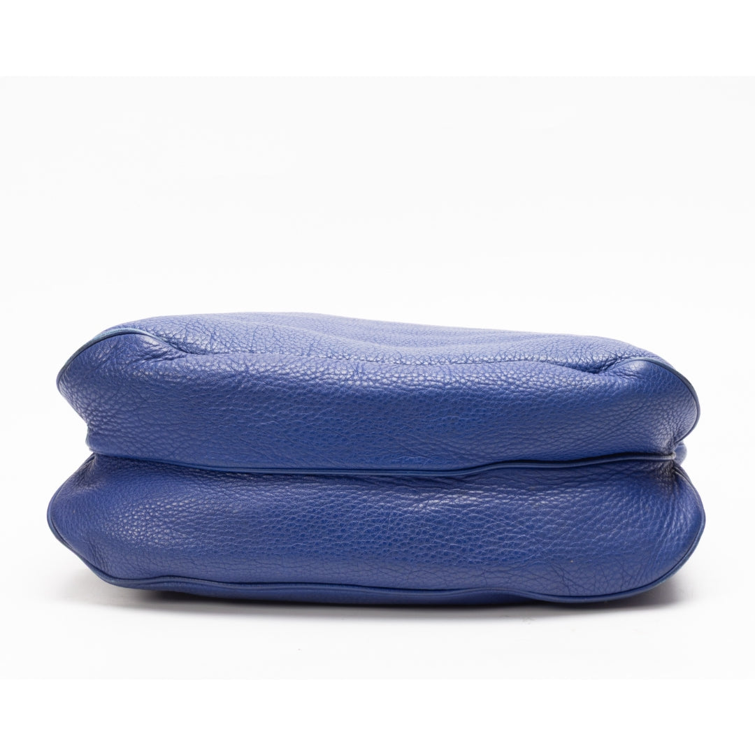 Salvatore Ferragamo Blue Calfskin Gancini Hobo