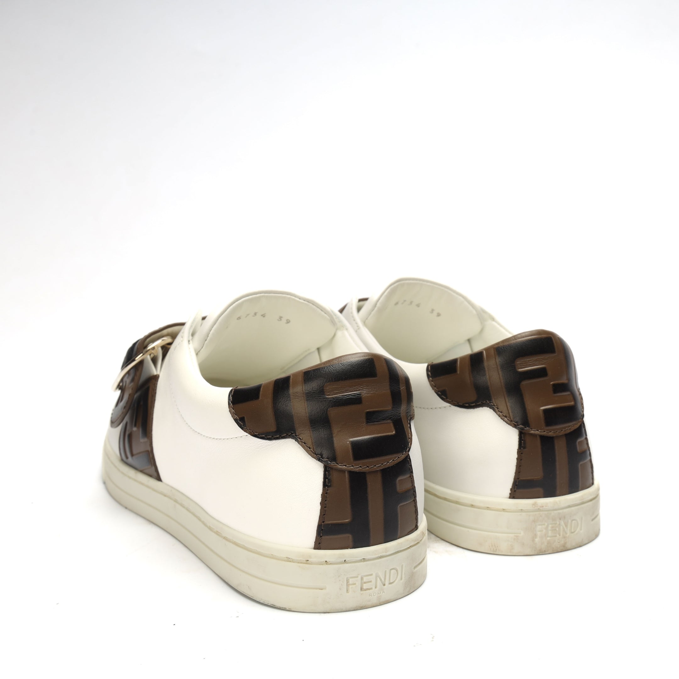 Fendi White/Brown FF Low Top Sneakers