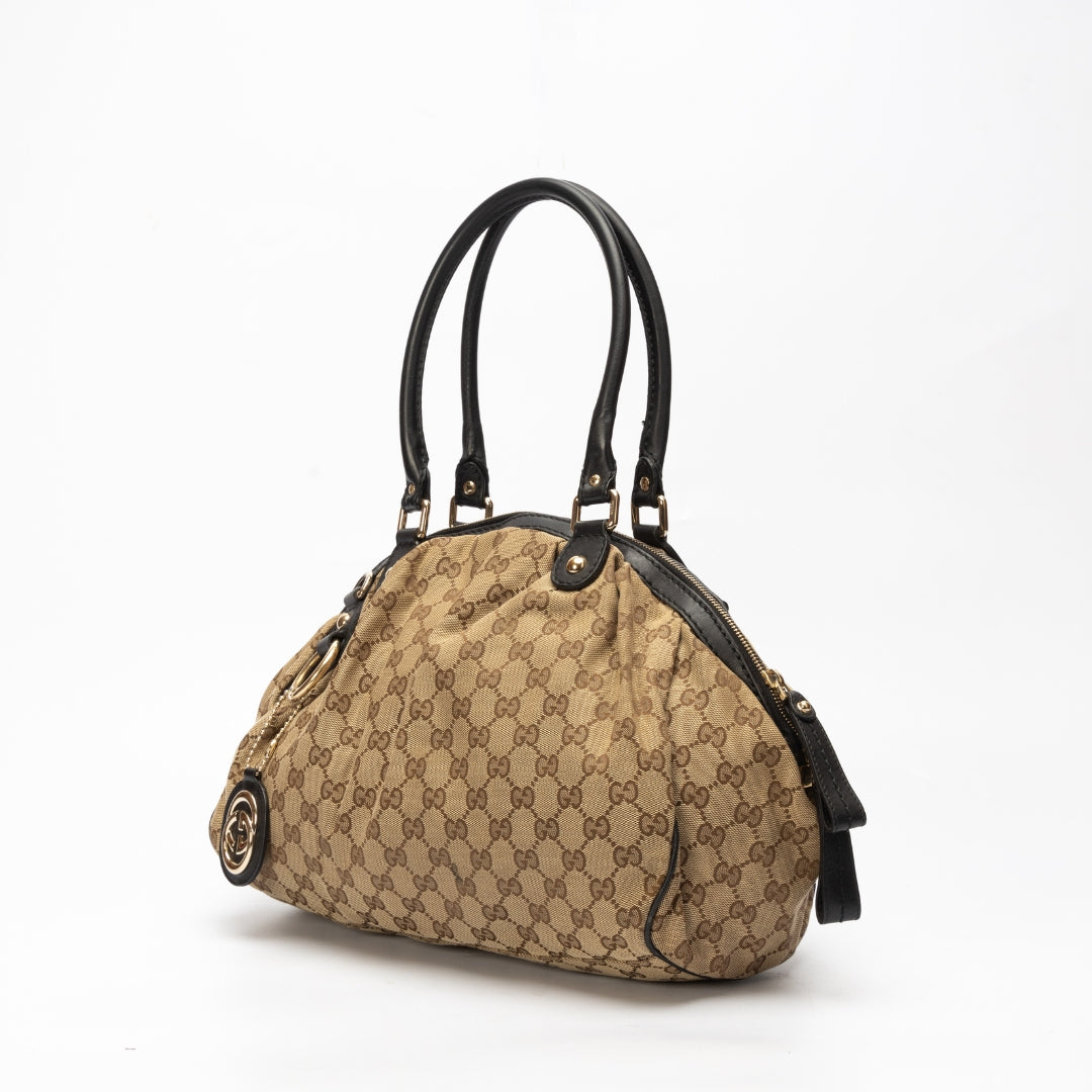 Gucci GG Canvas and Leather Medium Sukey Hobo