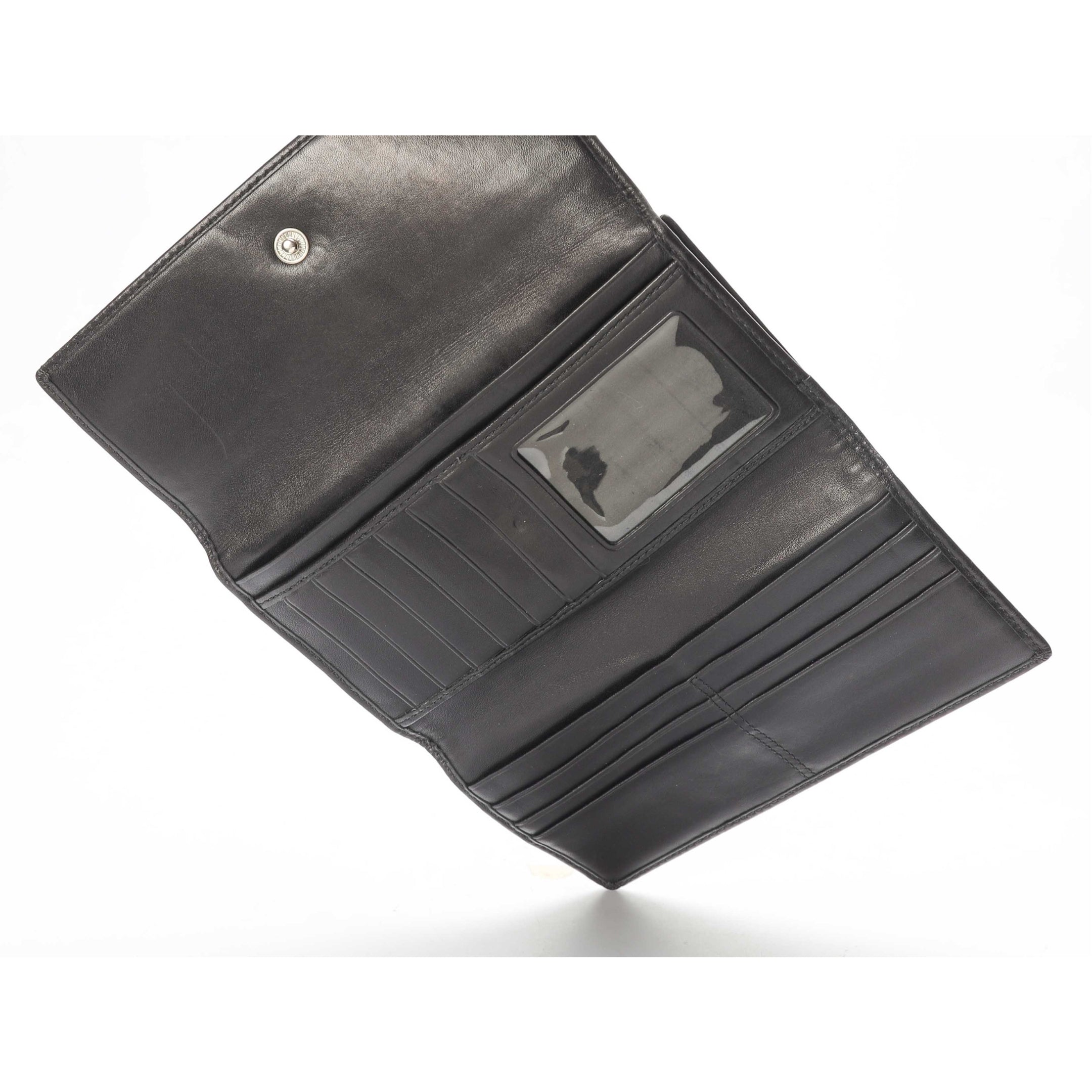 Coach Black Signature Jacquard Logo Flap Wallet