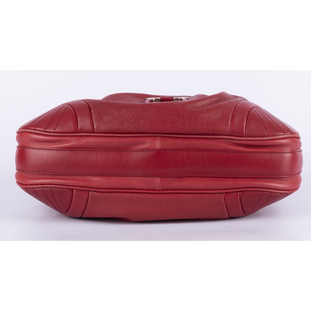 Salvatore Ferragamo Red Leather Gancini Lucchetto Hobo Bag