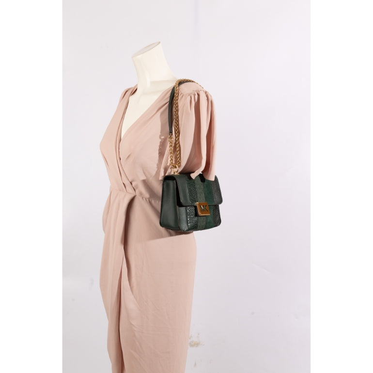 Michael Kors Crocodile Leather Green Crossbody Bag