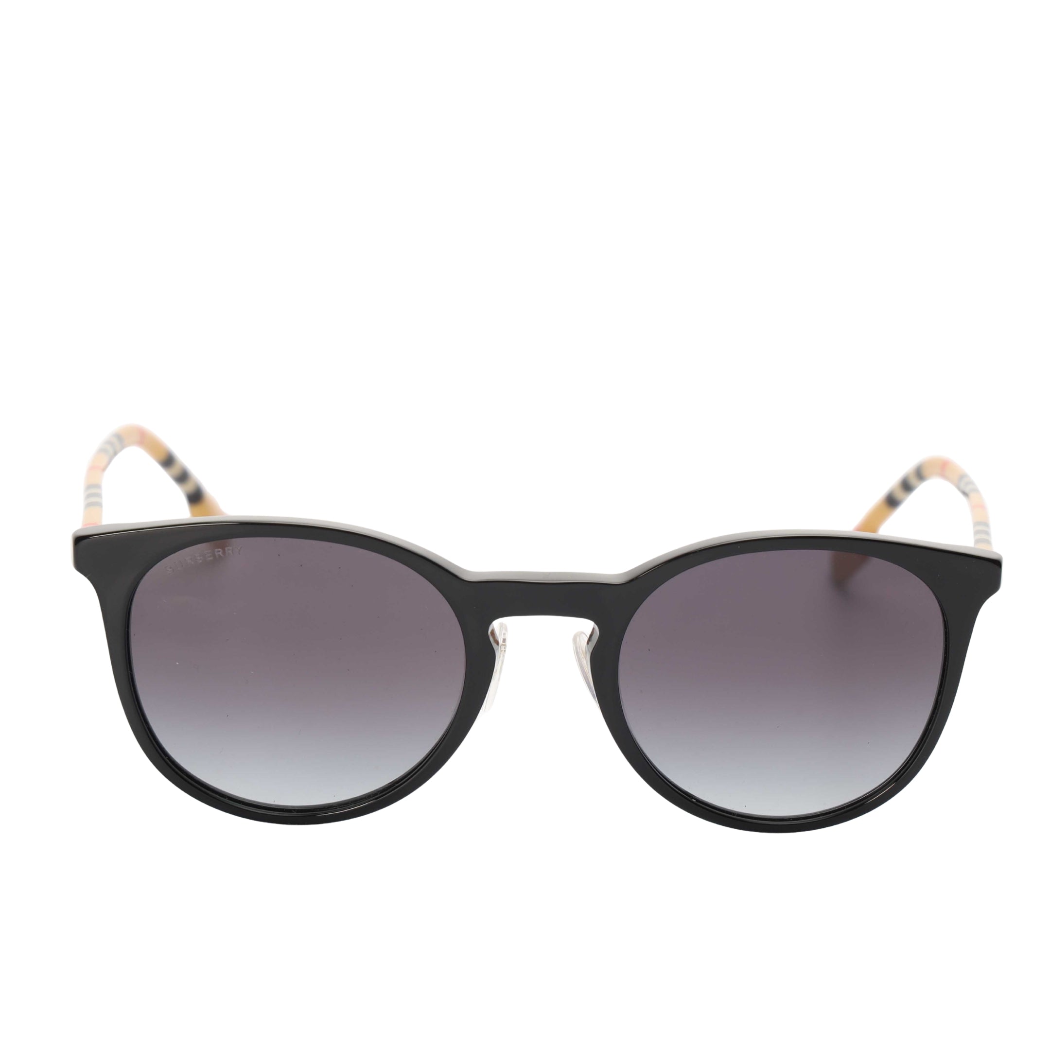 Burberry Tubular Check Round Sunglasses