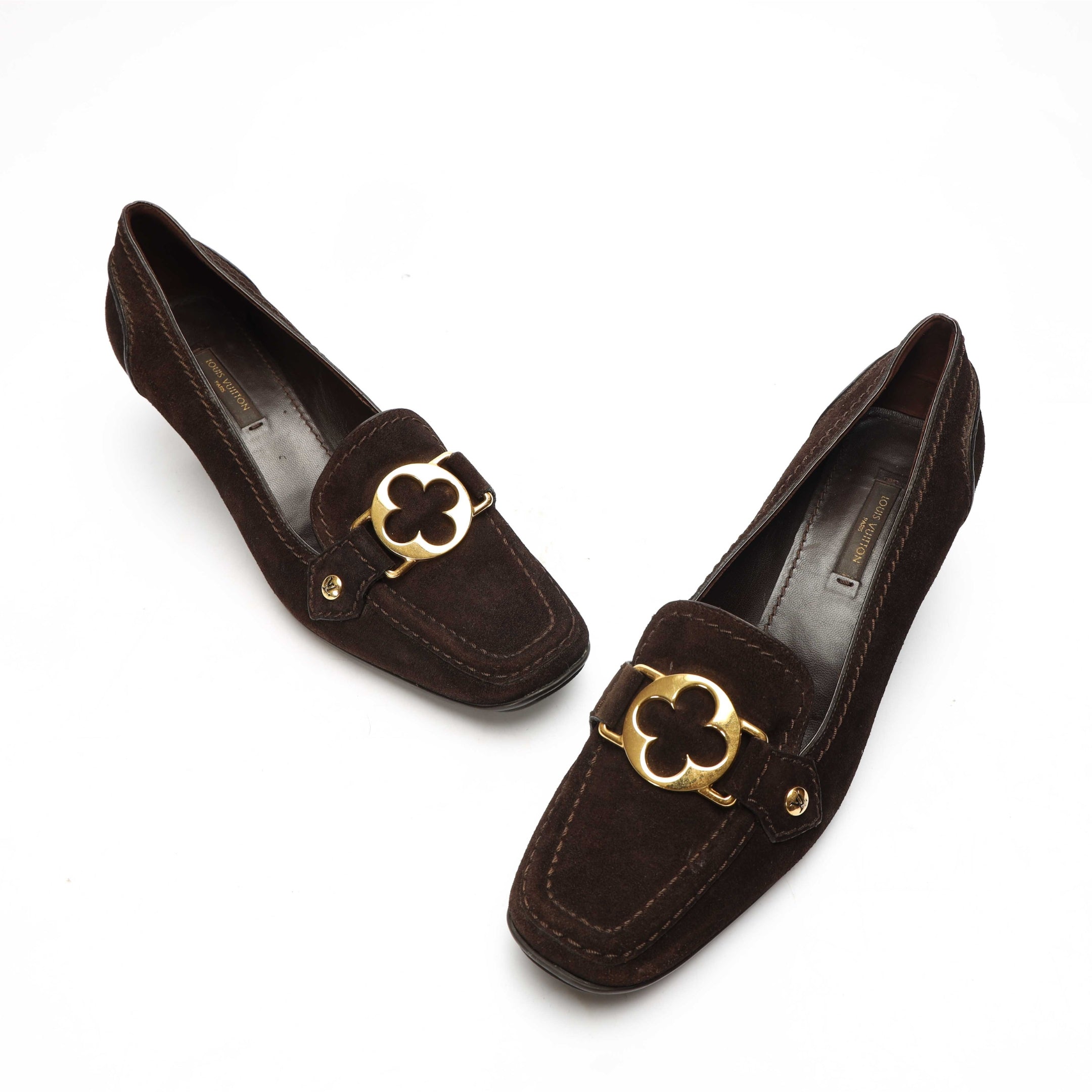 Louis Vuitton Suede Heeled Loafers