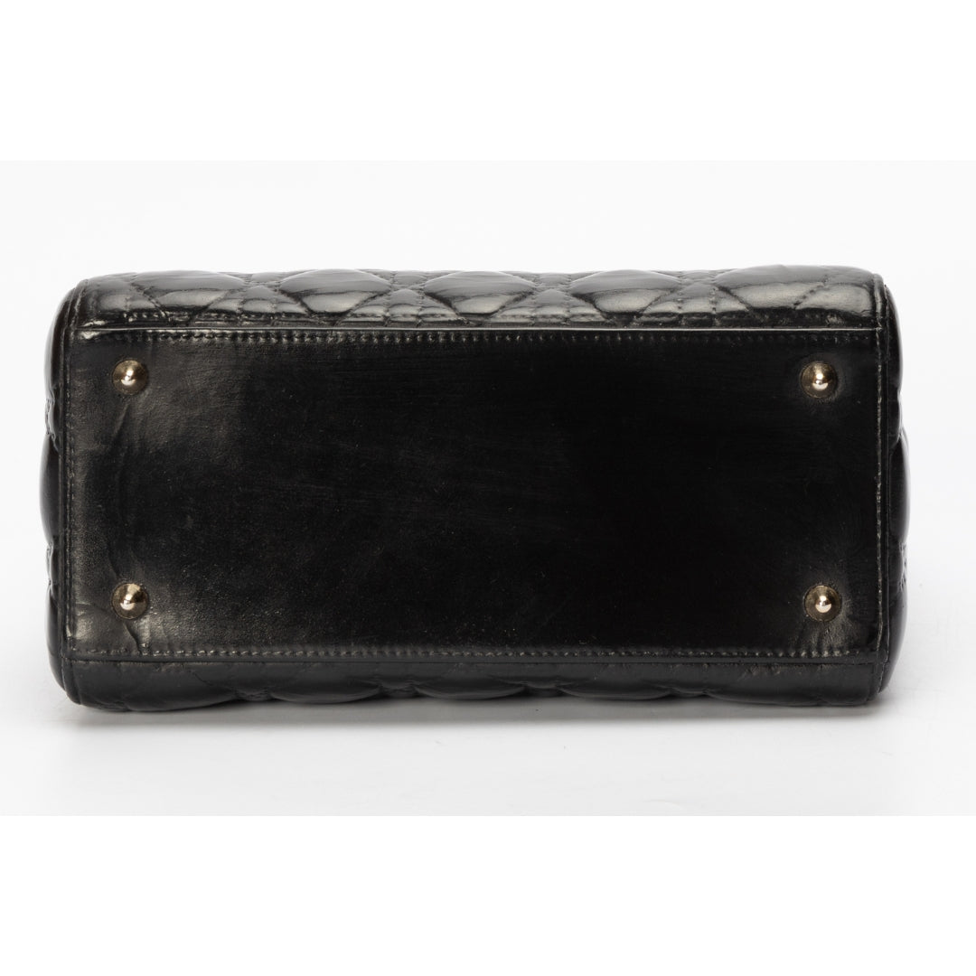 Lady Dior Bag Black Patent Cannage Calfskin Bag