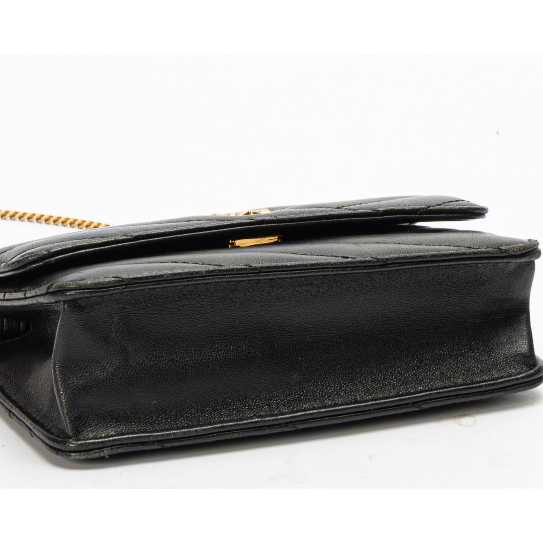 Tory Burch Mini Kira Chevron Black Chain Bag