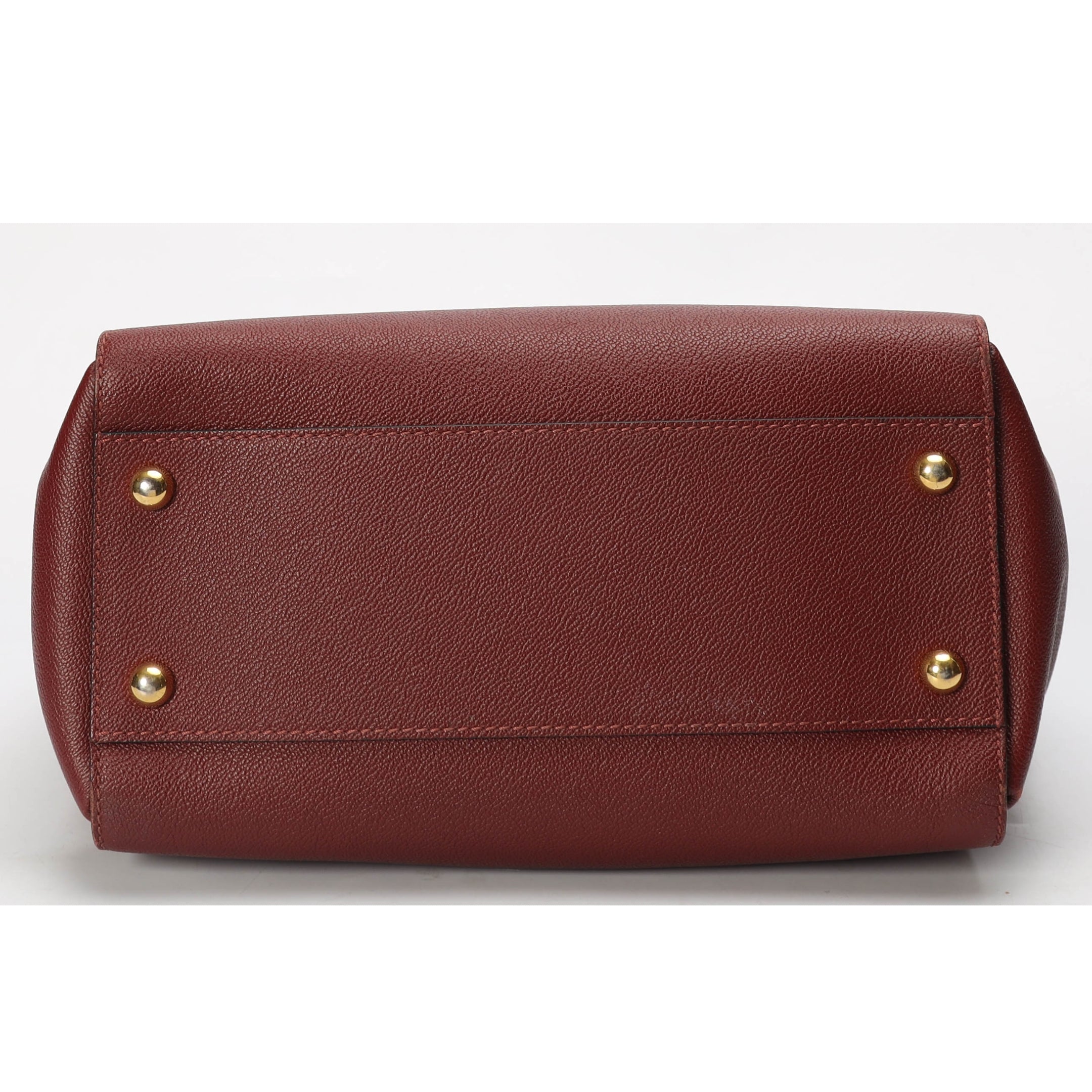 Burberry Burgundy Grainy Small Buckle Tote