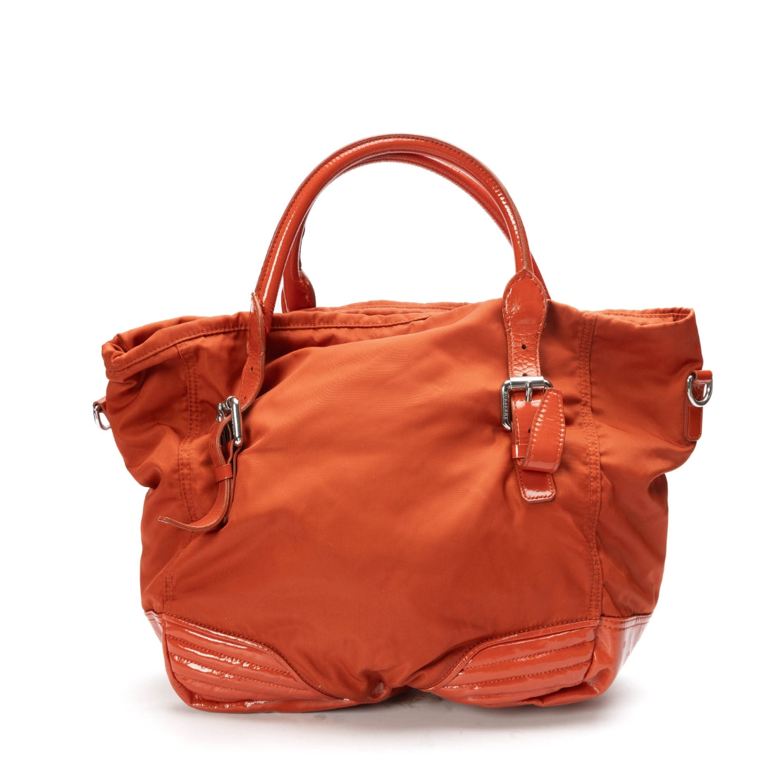 Burberry Red Nylon Buckle Handle Shoulder Bag