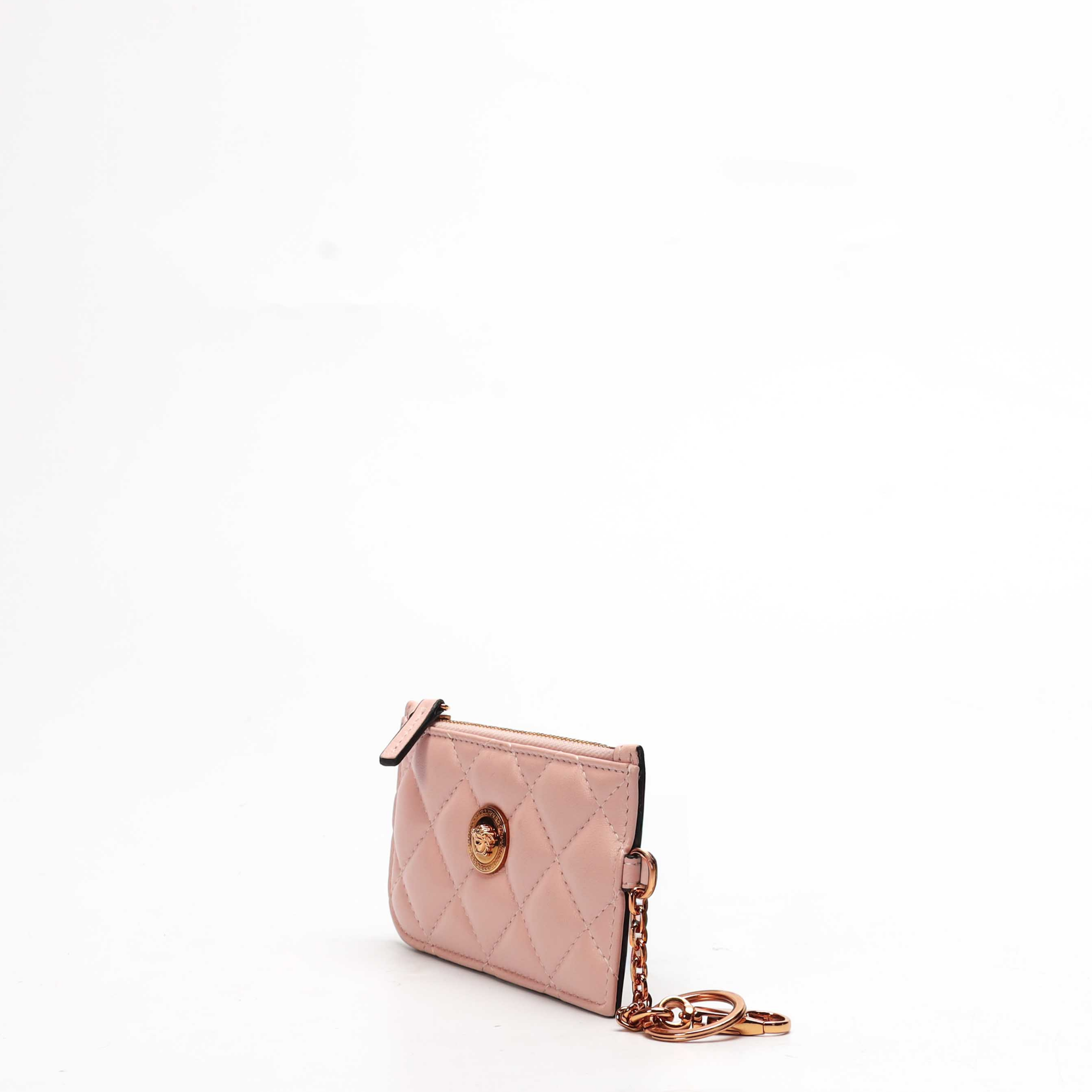 Versace Pink Quilted Card Case Keychain