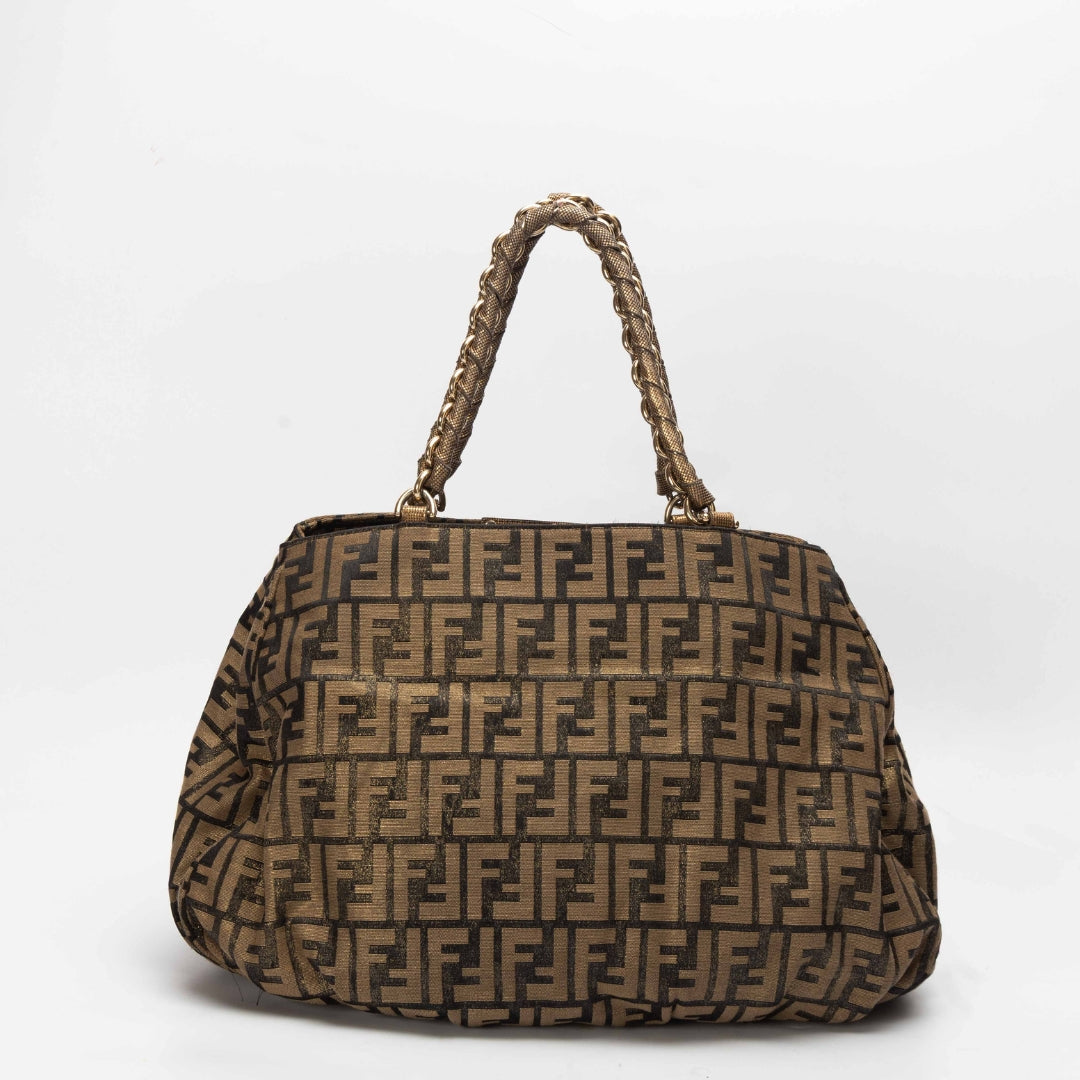 Fendi Tobacco Zucca Canvas Mia Shoulder Bag