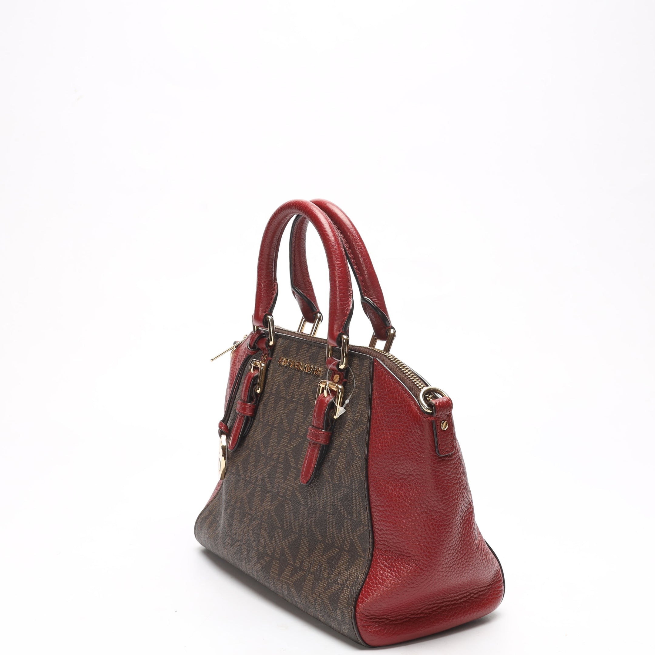 Michael Kors Ciara Red/Brown Signature Logo Satchel