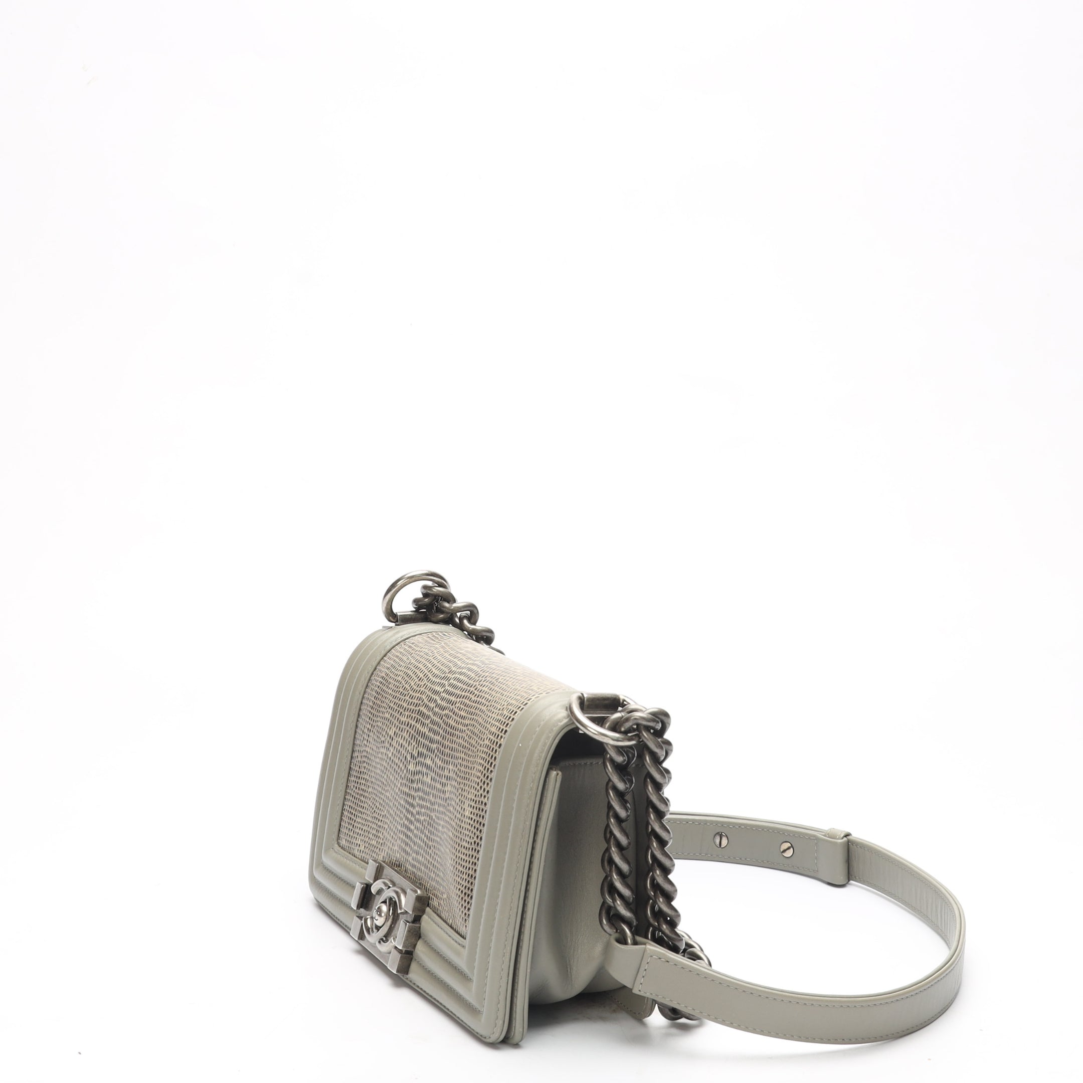 Chanel Boy Grey Flap Crossbody Bag