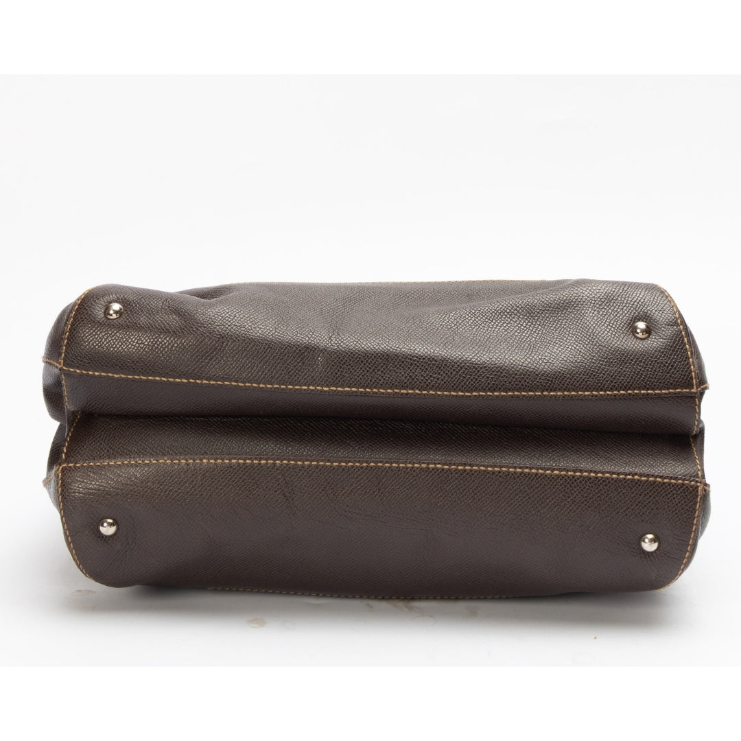 Salvatore Ferragamo Brown Gancini Satchel