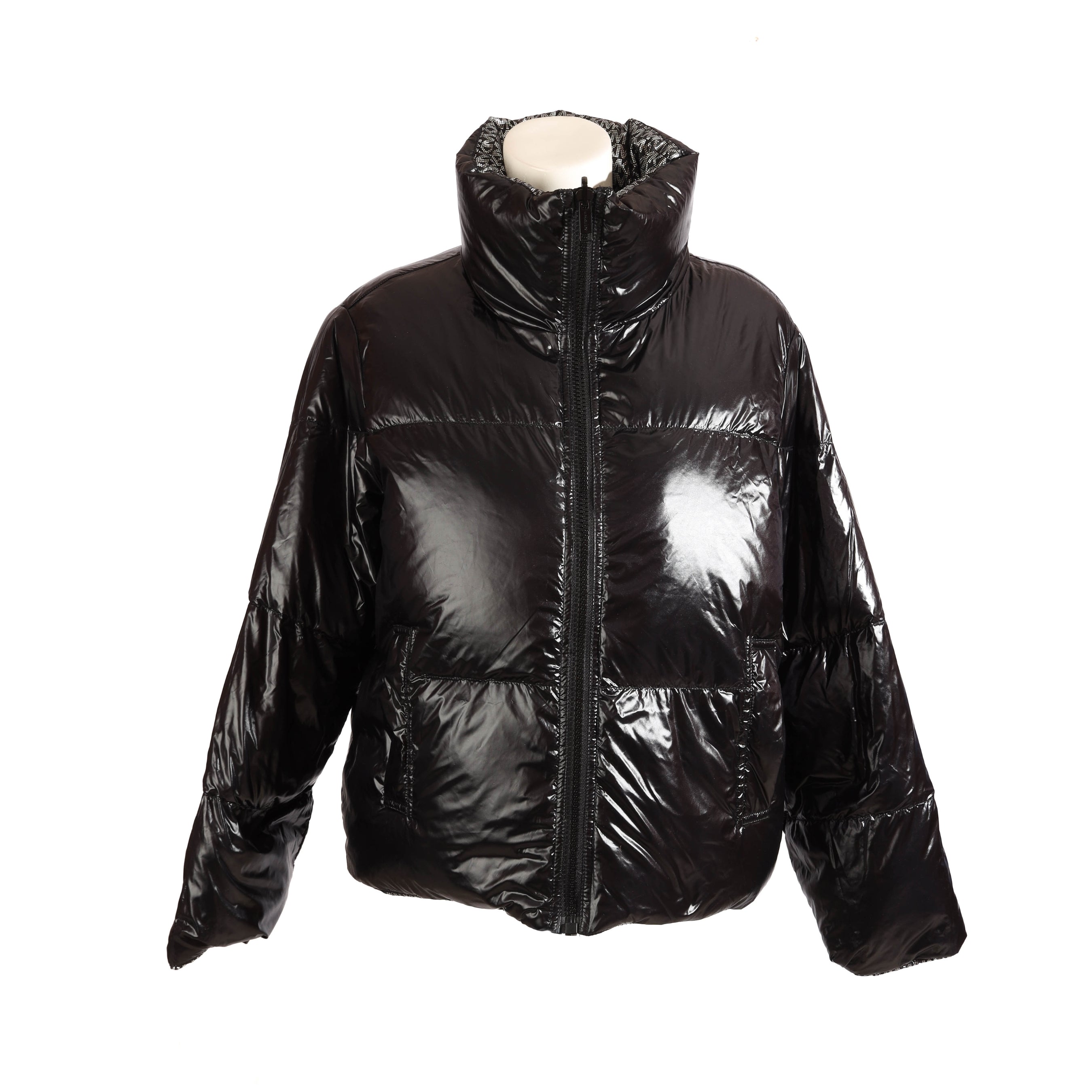 Michael Kors Logo Print High-Neck Puffer Jacket