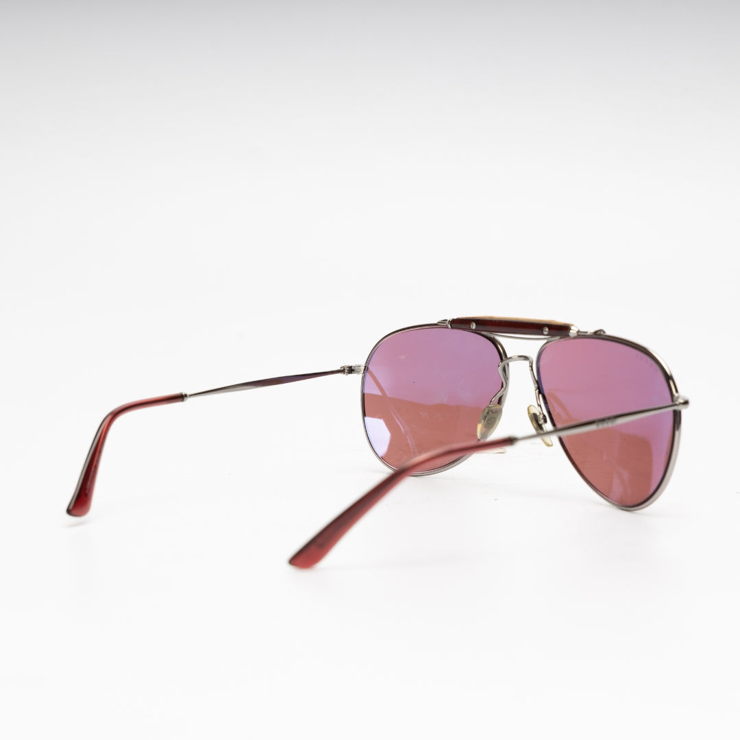 Gucci Bamboo Red Tinted Aviator Sunglasses