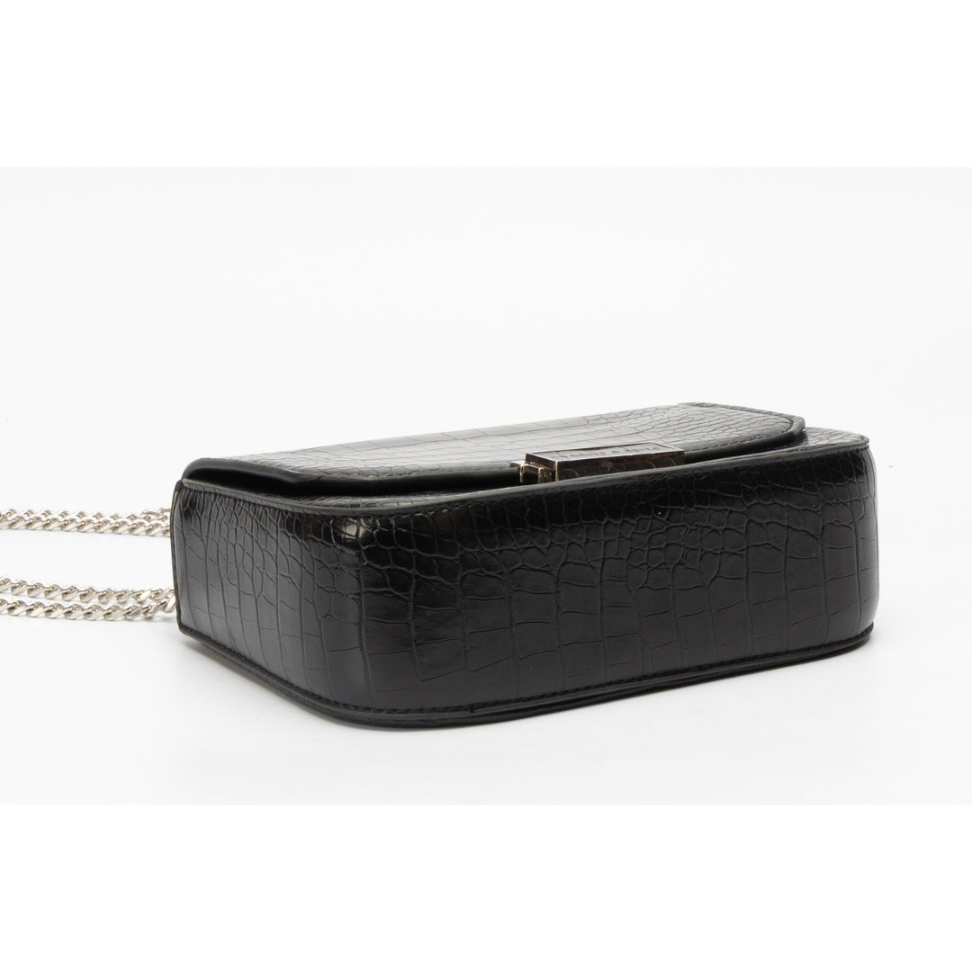 Charles & Keith Black Snake Skin Textured Shoulder Bag