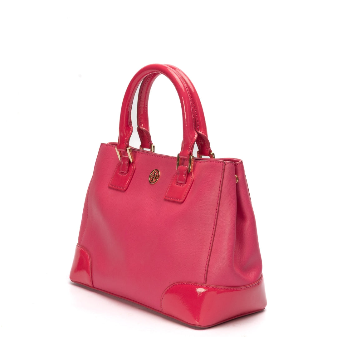 Tory Burch Pink Patent Leather Zip Tote
