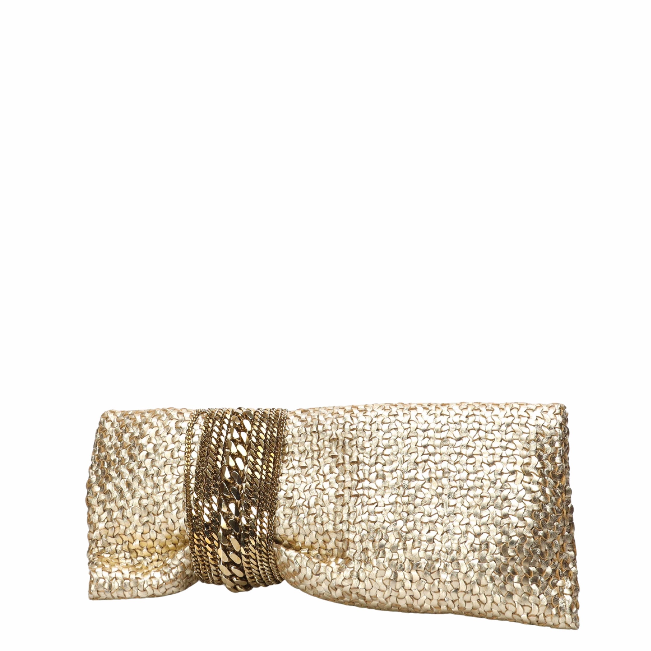 Jimmy Choo Gold Lurex Chandra Embellished Clutch