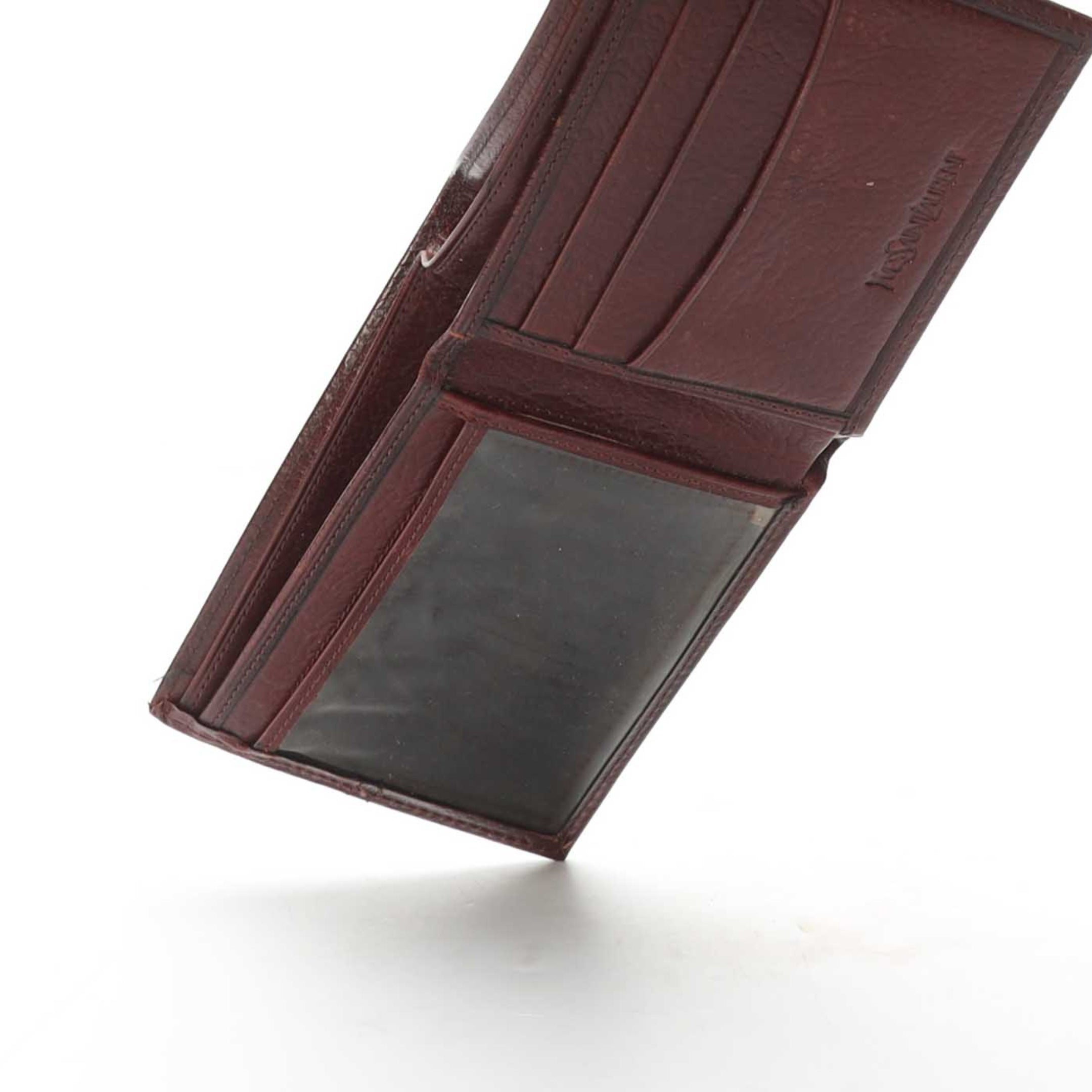 Saint Laurent Maroon YSL Bi-Fold Wallet
