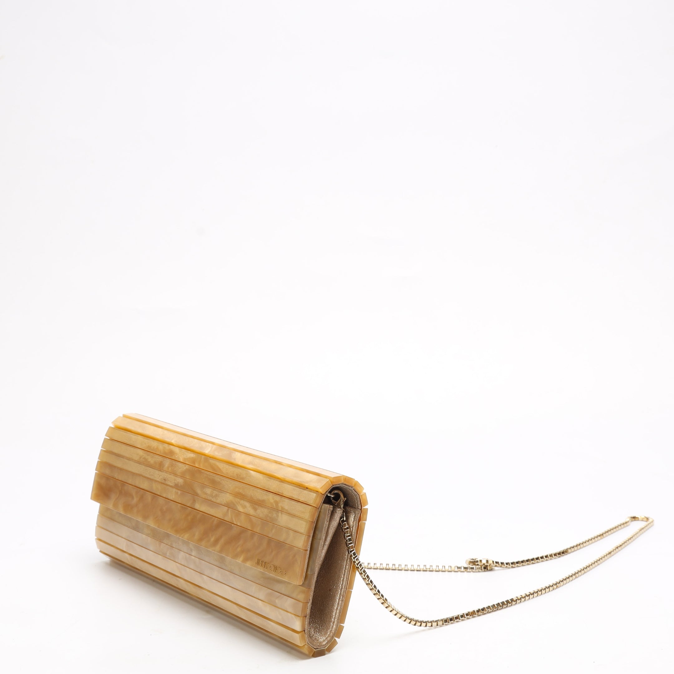 Jimmy Choo Gold Mother of Pearl Clutch Bag