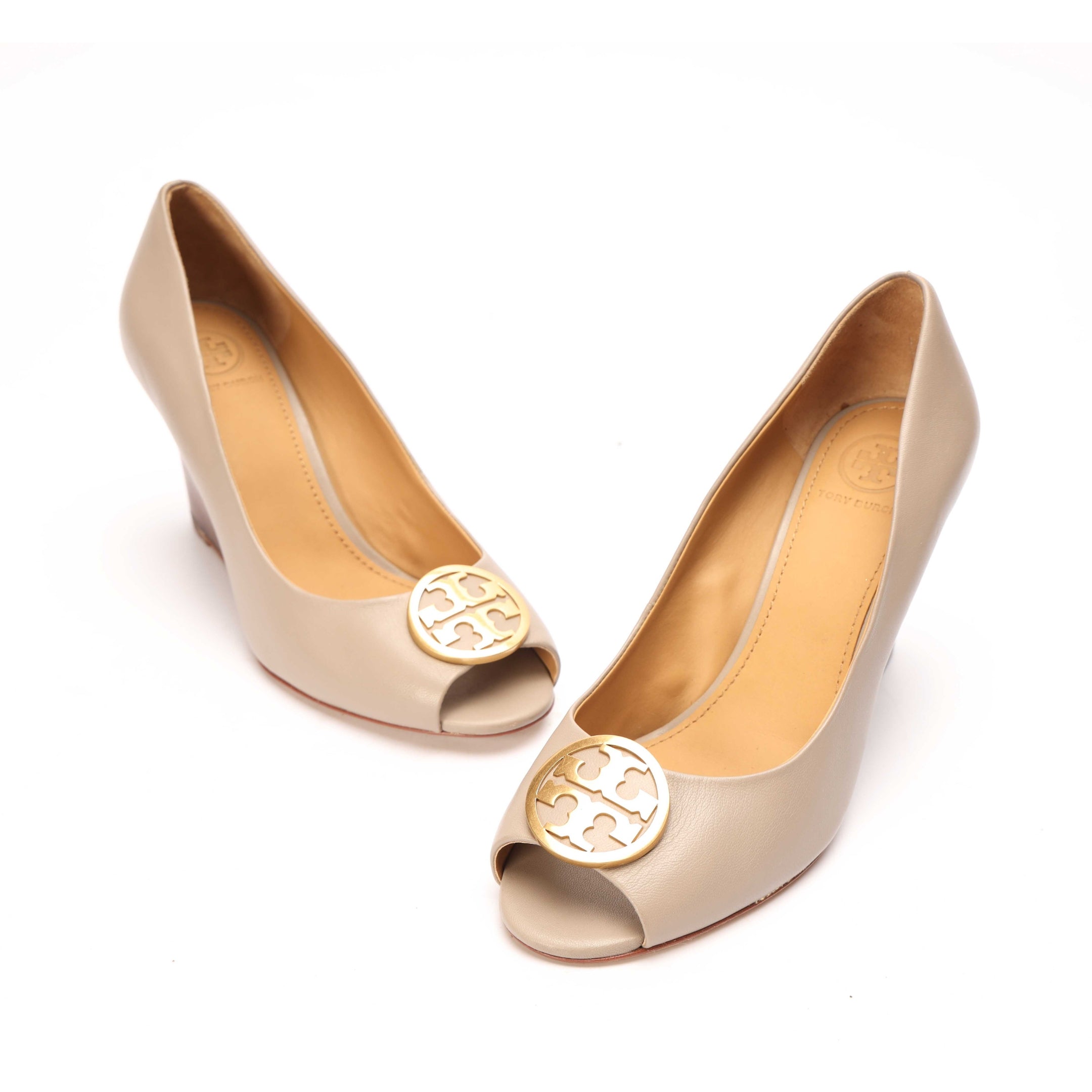 Tory Burch Taupe Wedge Pumps