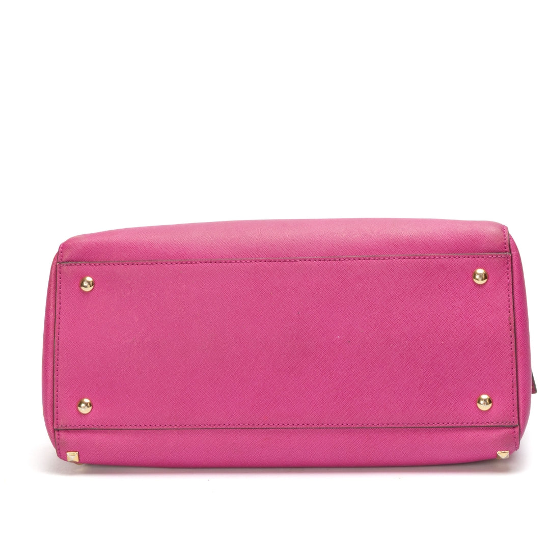Michael Kors Studded Saffiano Pink Satchel