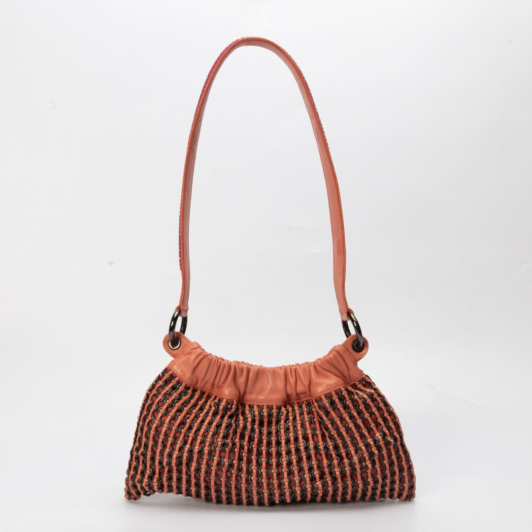 Versace Woven Leather Shoulder Bag