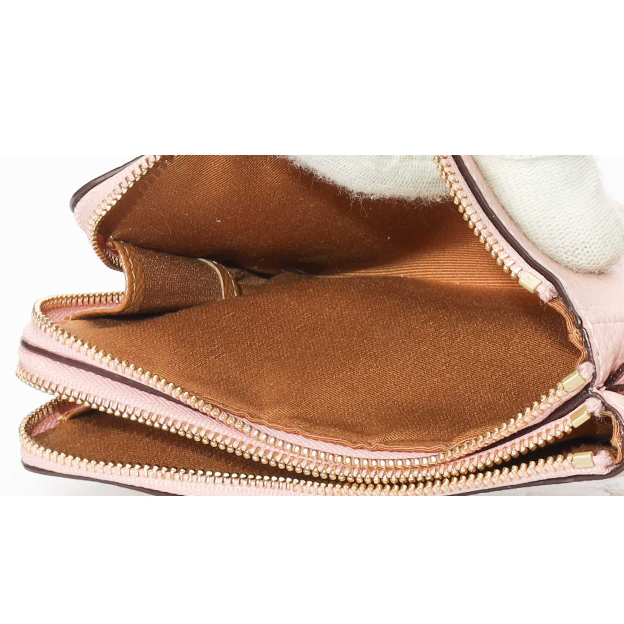 Coach Pebbled Leather Pink Wristlet Wallet