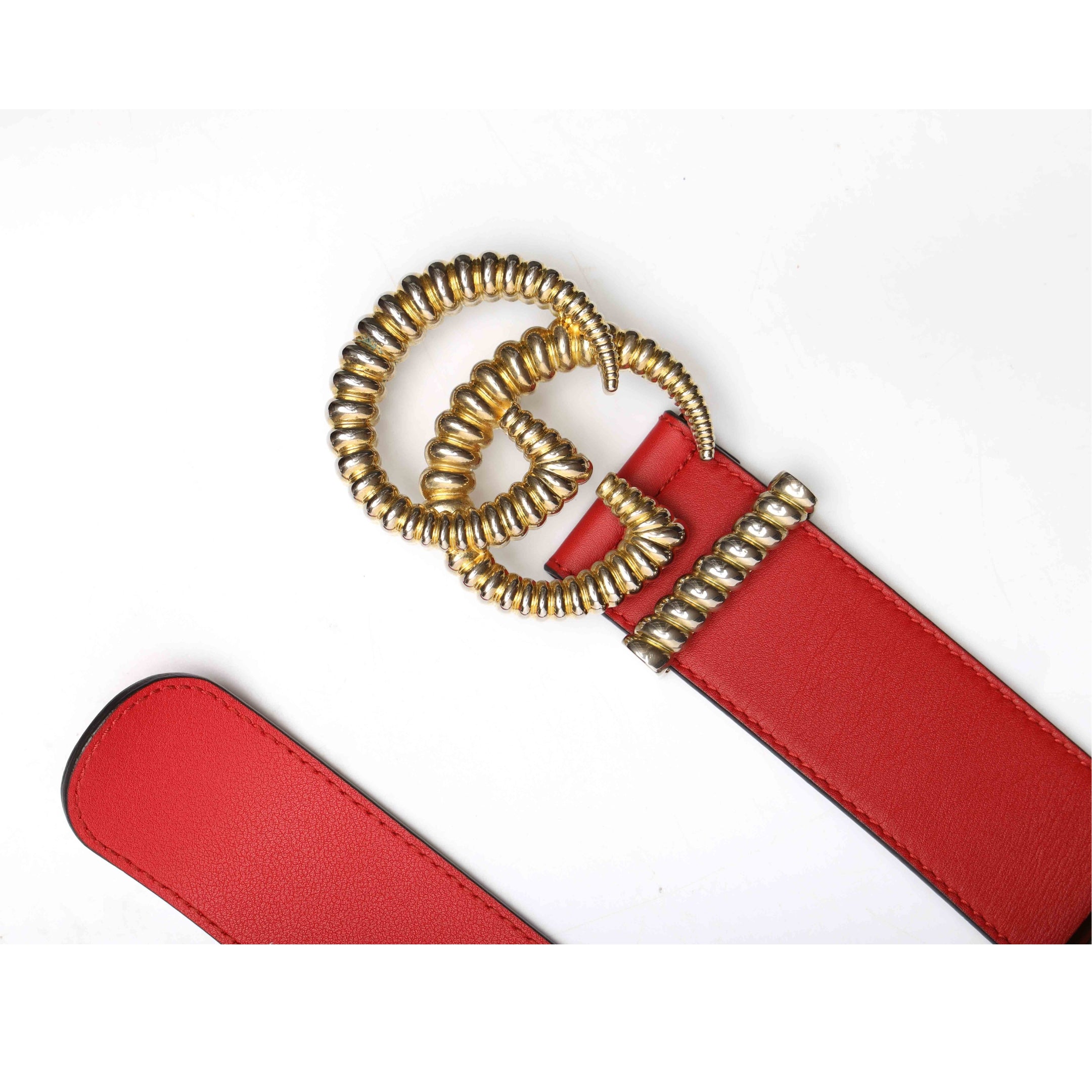 Gucci GG Buckle Red Leather Belt