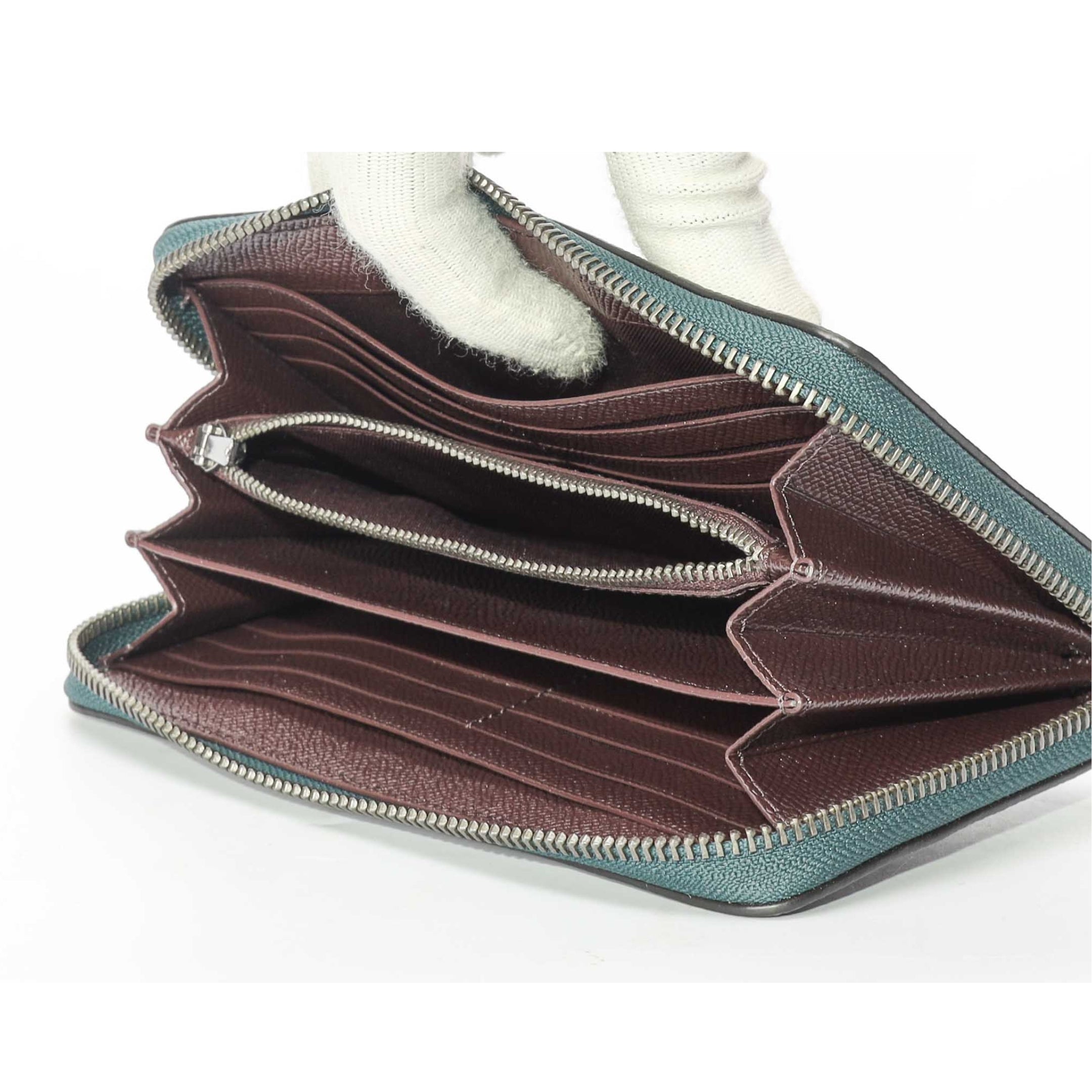 Coach Green Long Zip Around Wallet