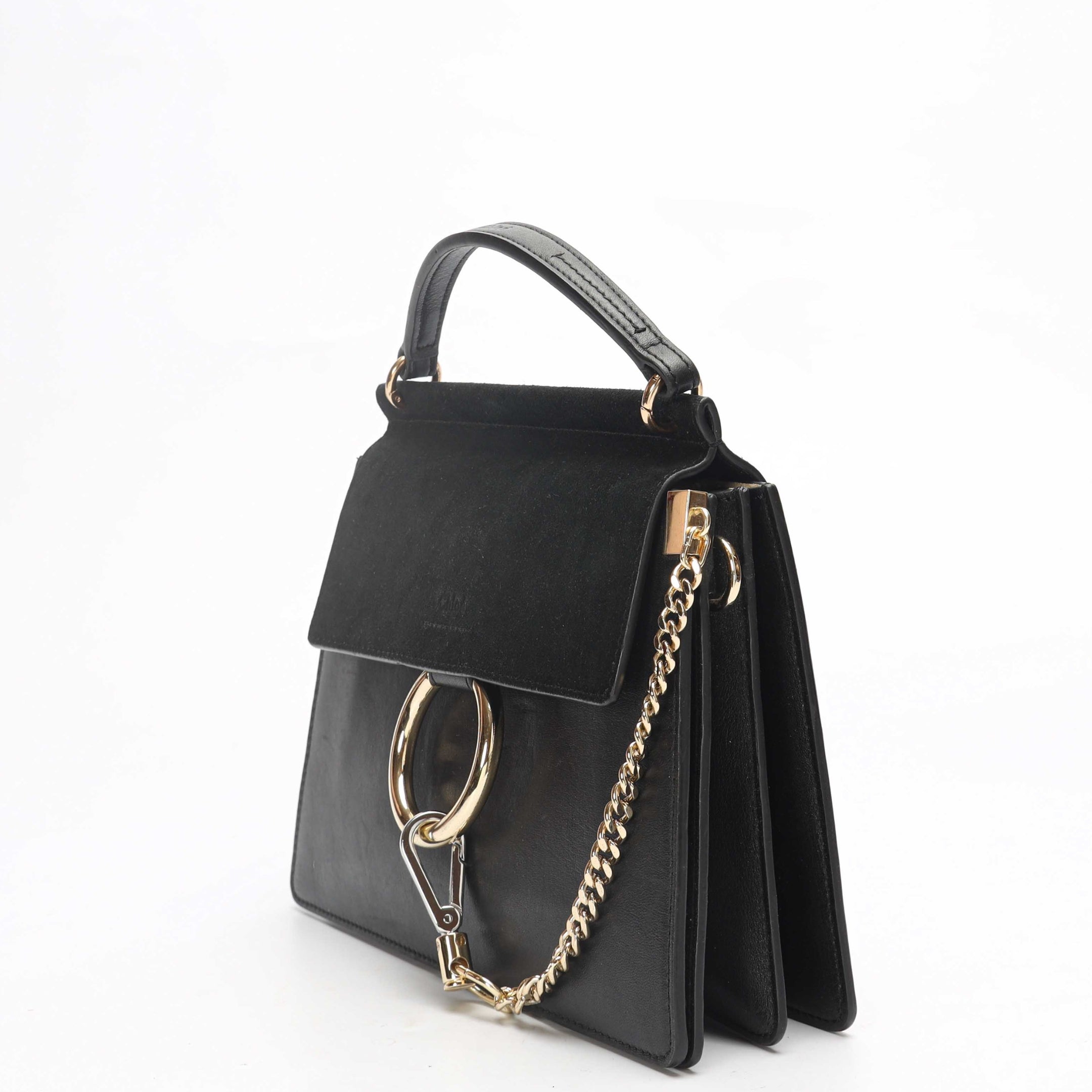 Chloe Faye Black Satchel Crossbody Bag