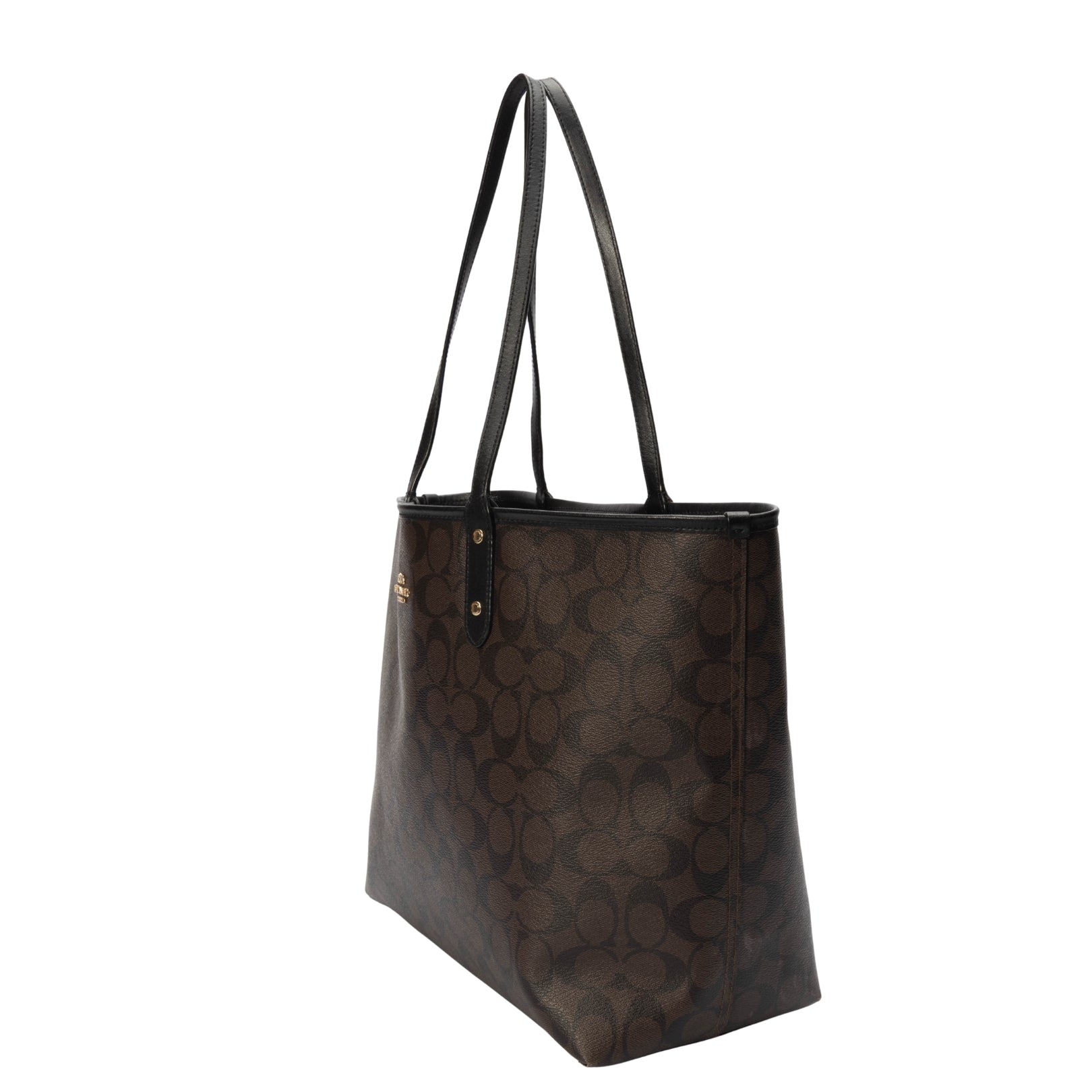 Coach Brown/Black Signature Canvas Reversible City Tote
