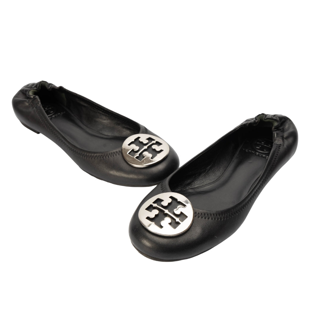 Tory Burch Black Minnie Logo Ballet Flats