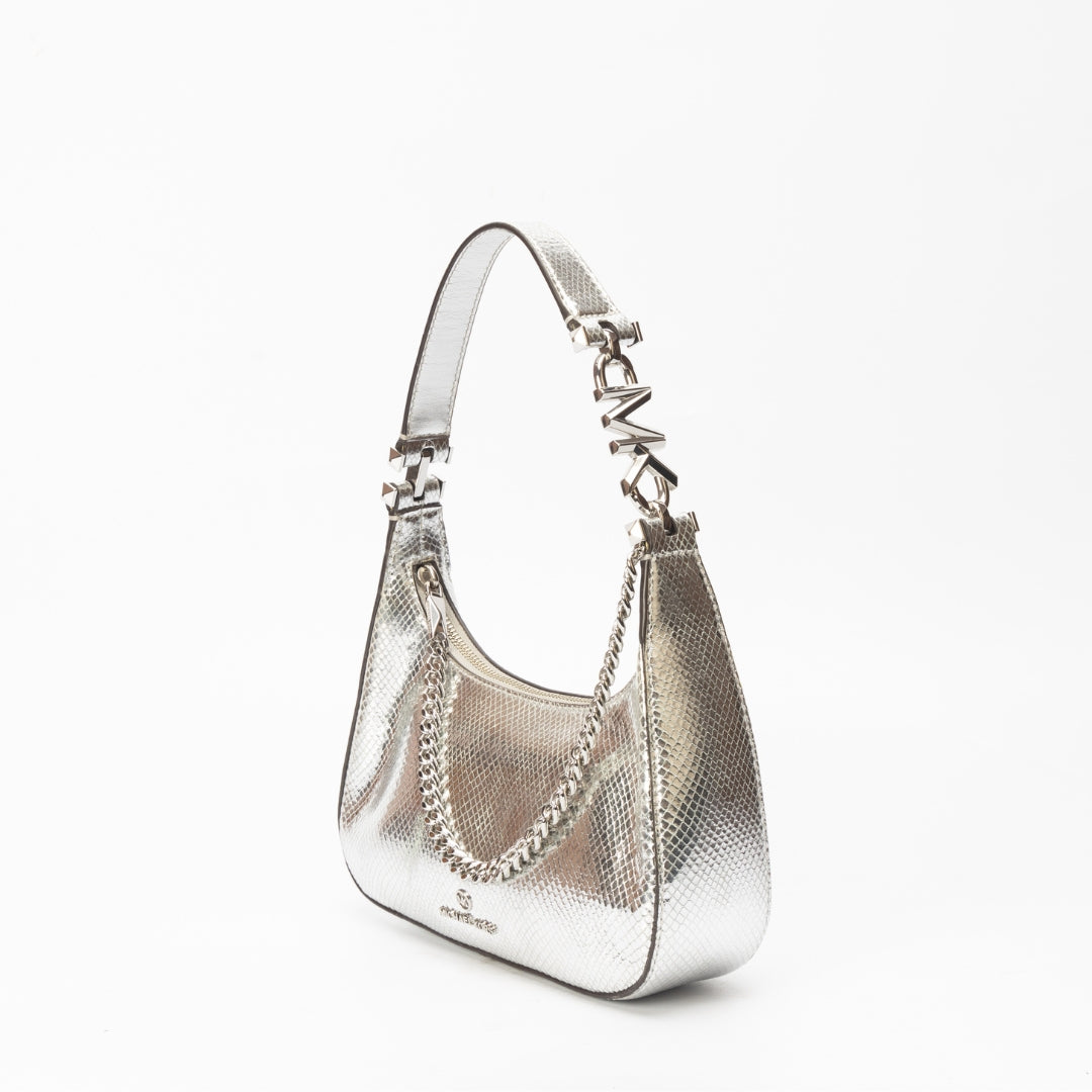Michael Kors Piper Small Metallic Snake Embossed Leather Shoulder Bag