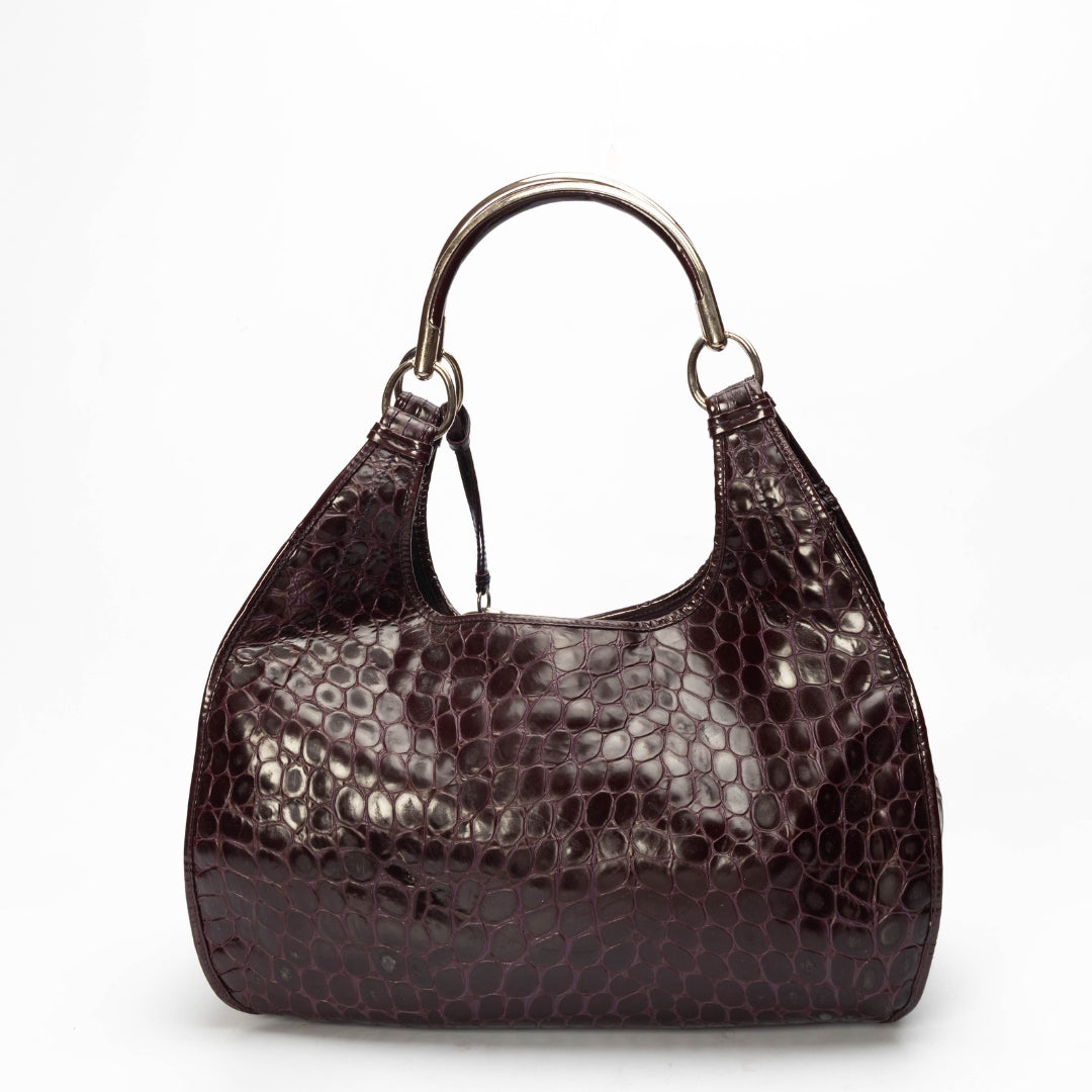 Dior Purple Croc Embossed Patent Leather 61 Tote