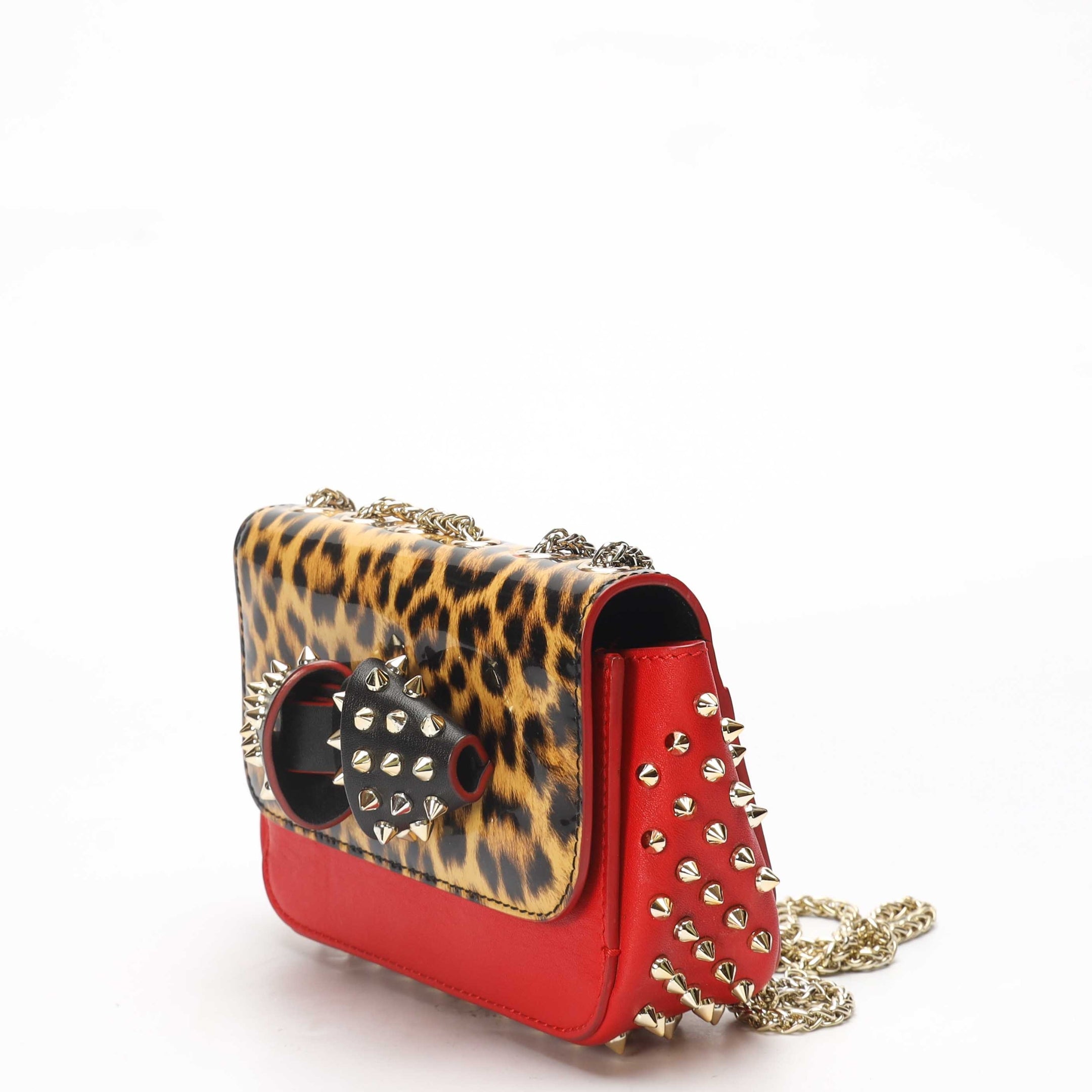 Christian Louboutin Leopard Print Spikes Shoulder Bag