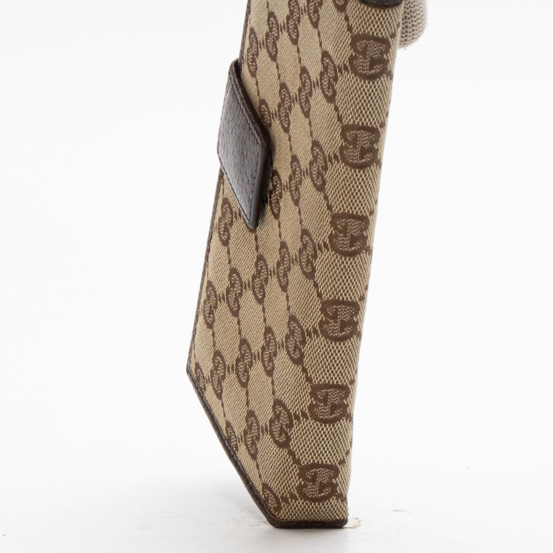 Gucci Canvas and Leather Logo Metal Plate Continental Wallet