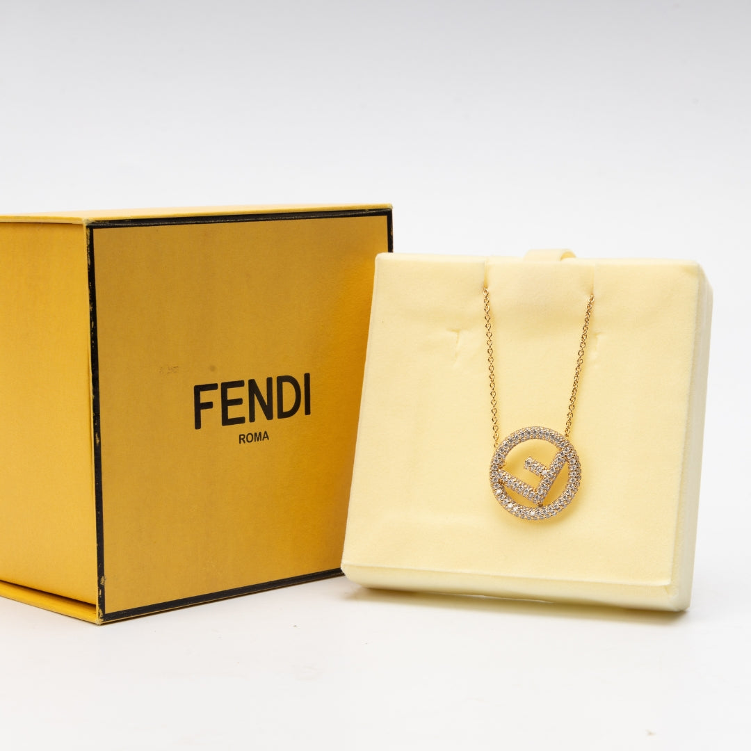 Fendi Crystal F Logo Necklace