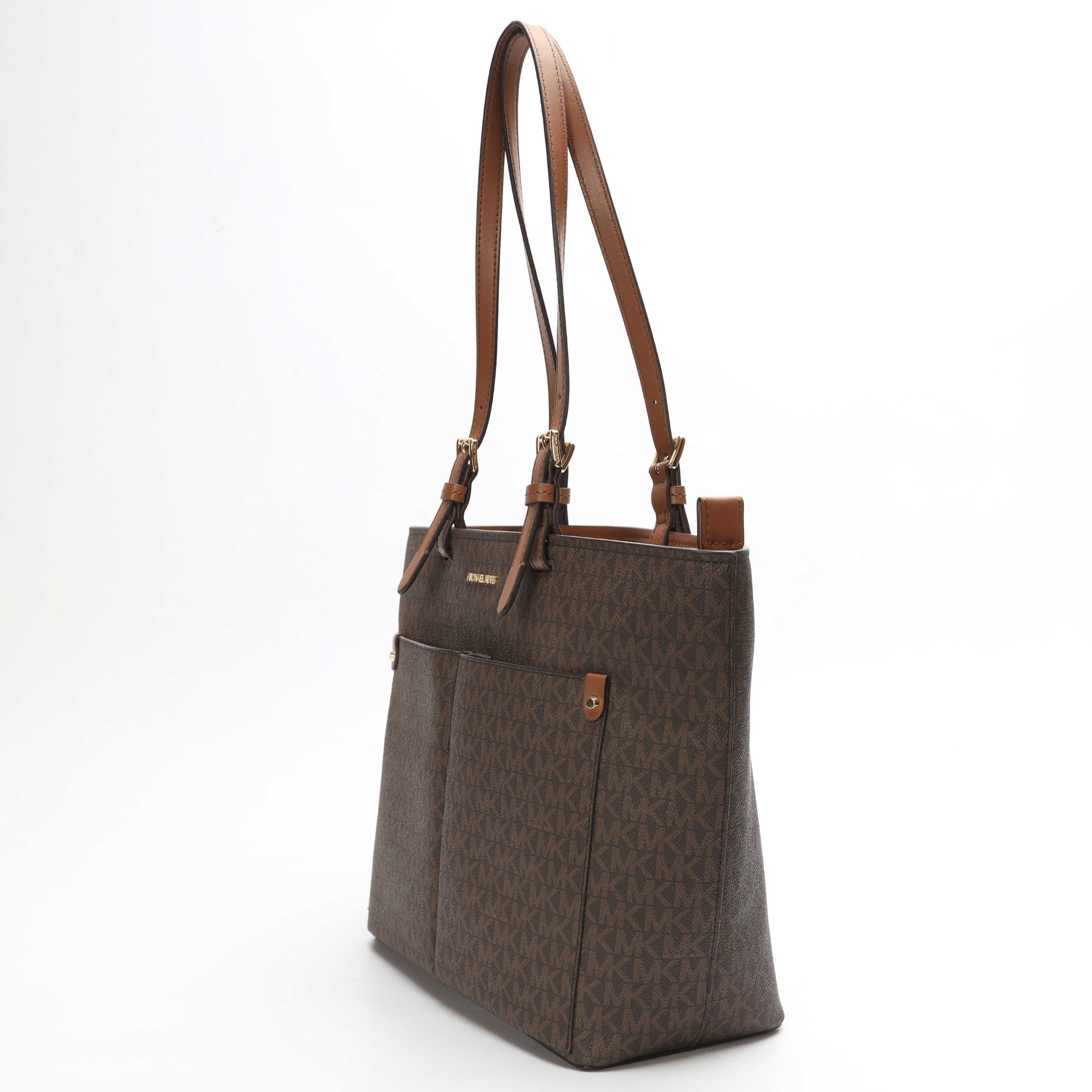 Michael Kors Jet Set Brown Medium Logo Pocket Tote
