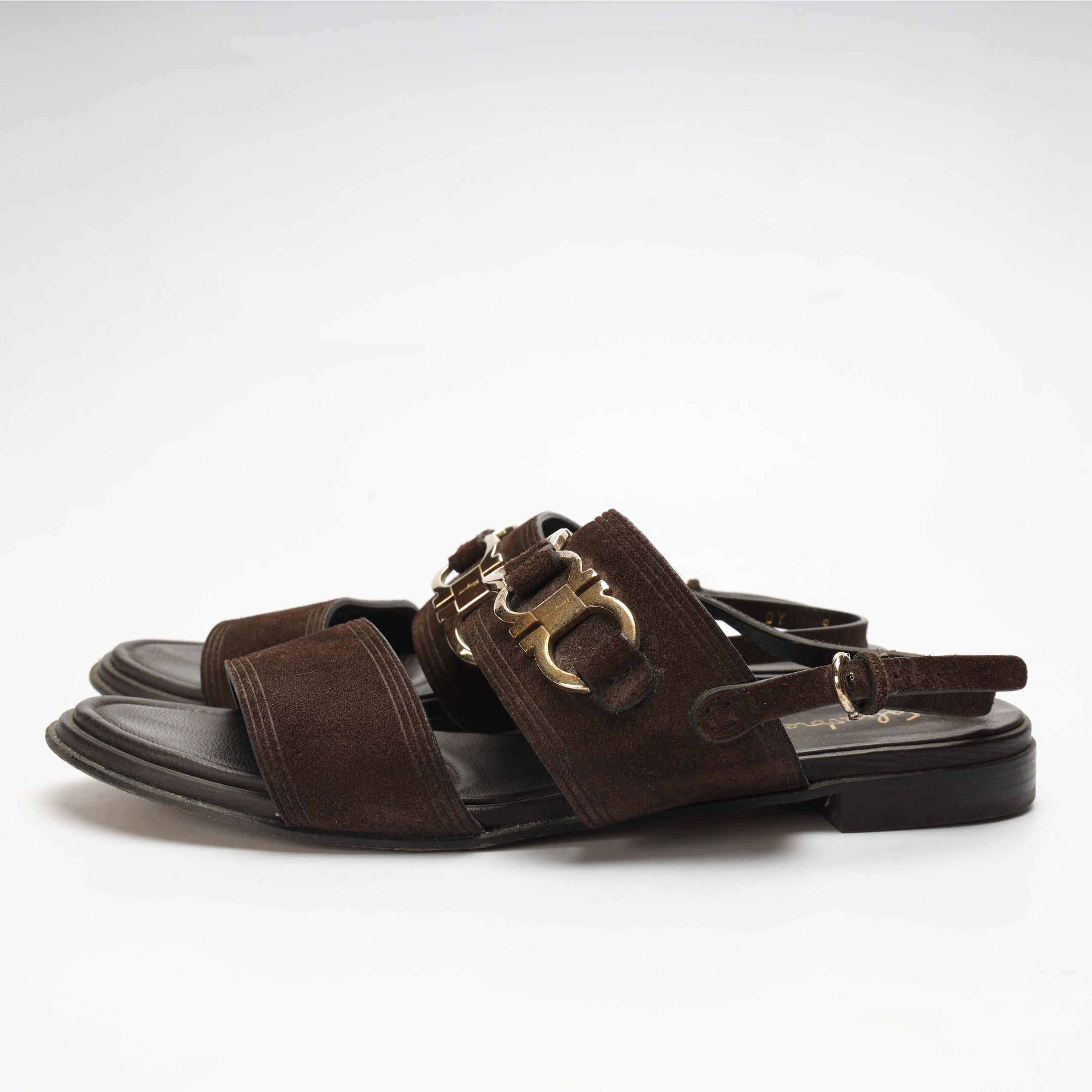 Salvatore Ferragamo Brown Suede Gancini Sandal