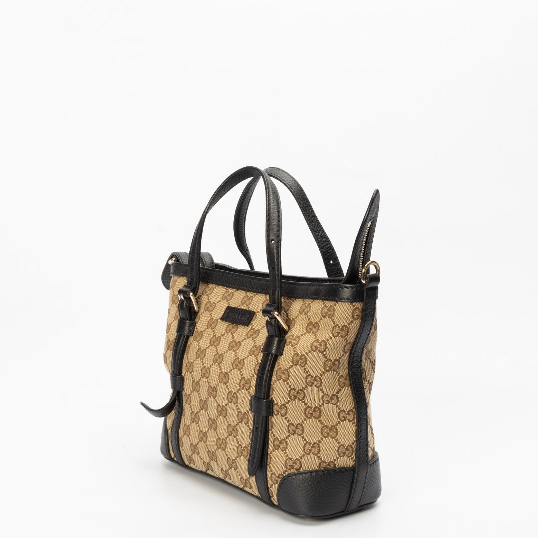 Gucci Beige-Black GG Canvas Classic Tote Bag