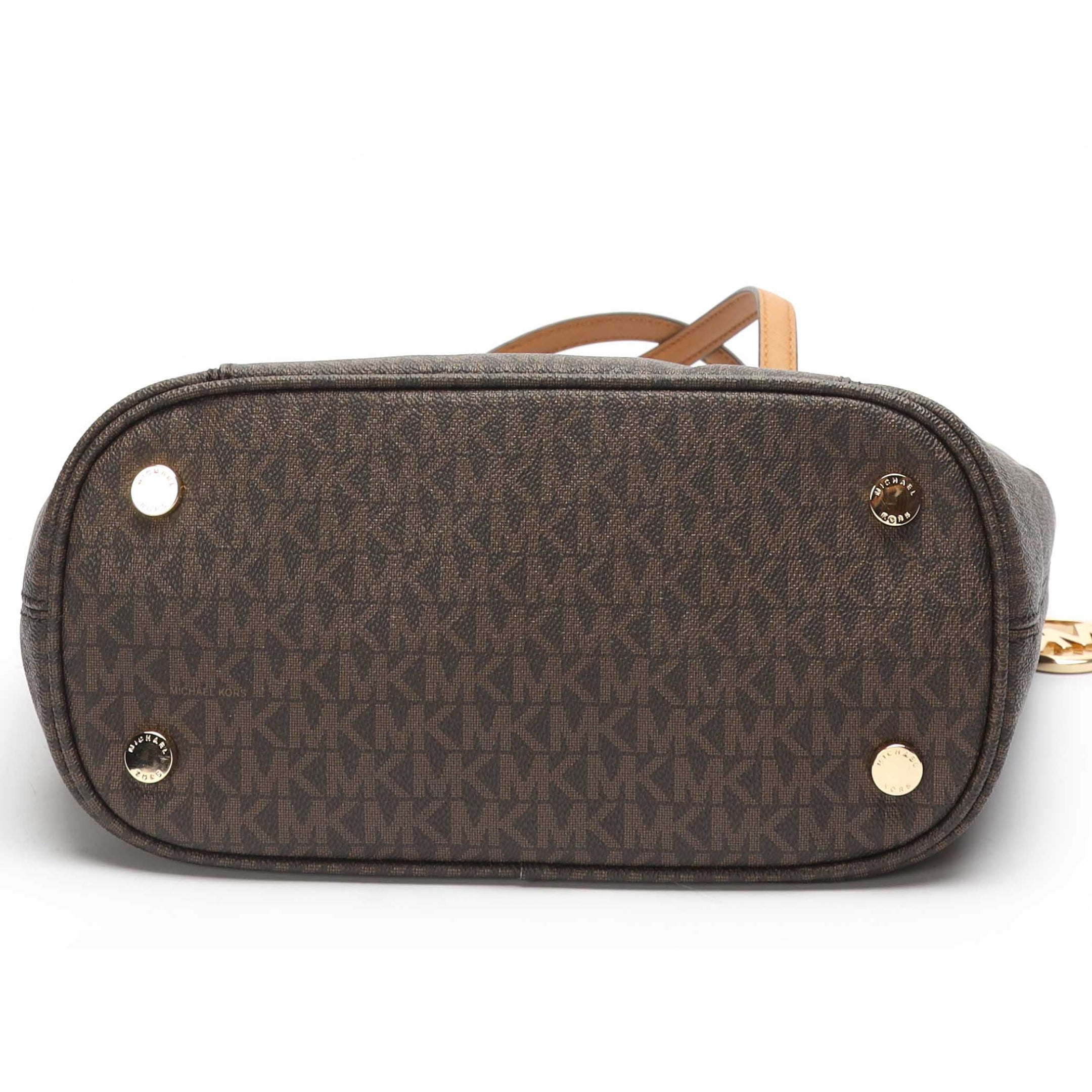 Michael Kors Jet Set Brown Large Logo Pocket Tote