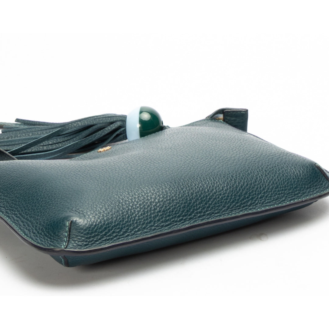 Tory Burch Green Kira Tassel Crossbody Bag