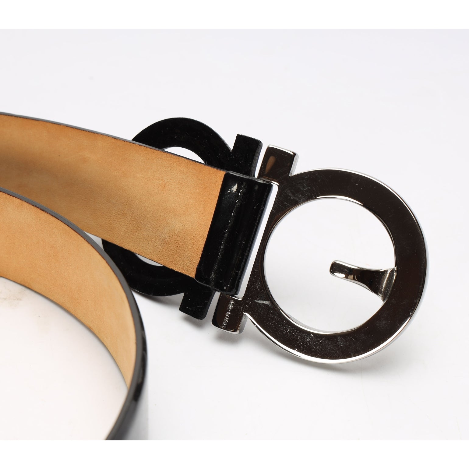 Salvatore Ferragamo Black Leather Buckle Belt
